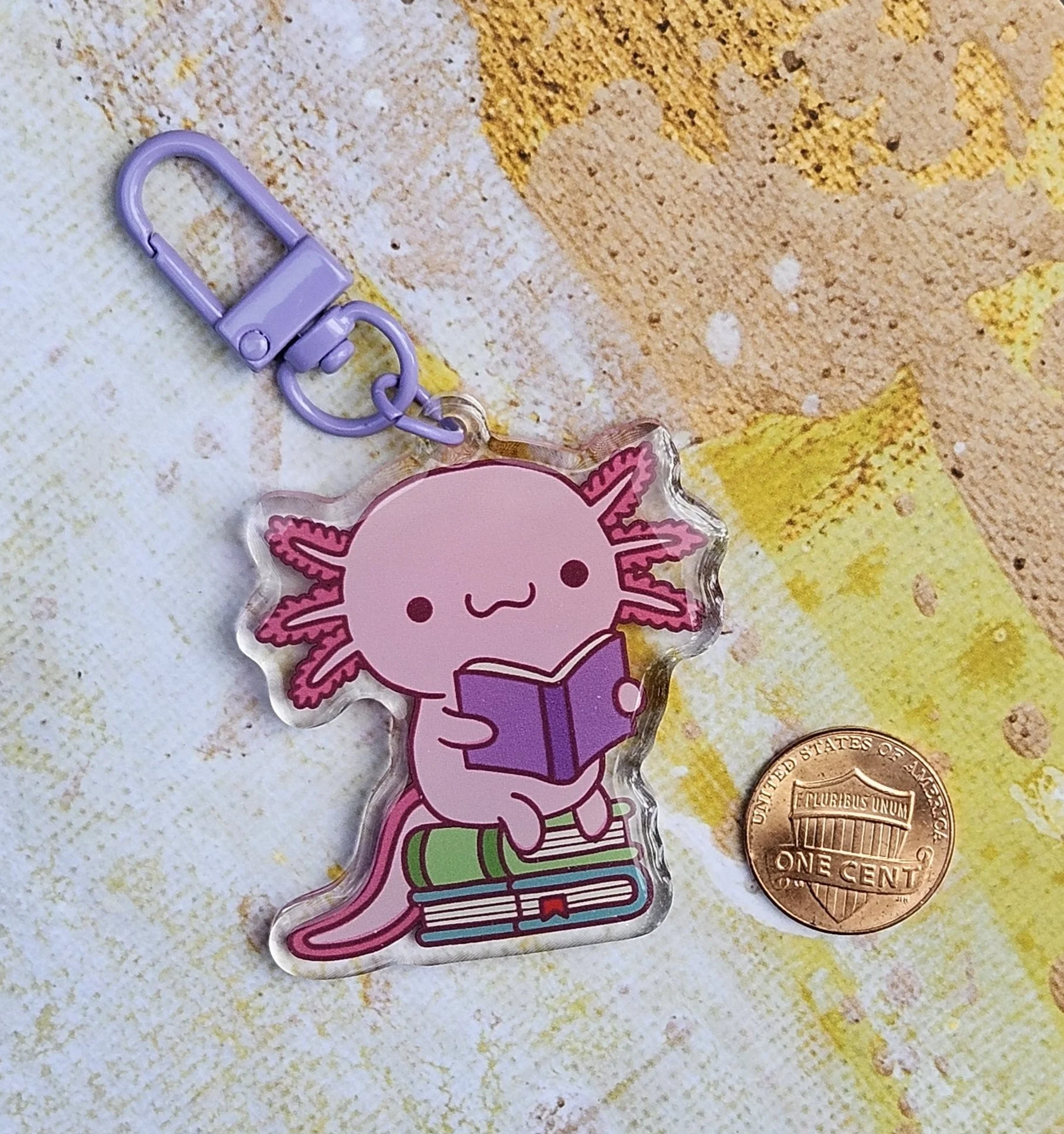 Reading Axolotl Keychain