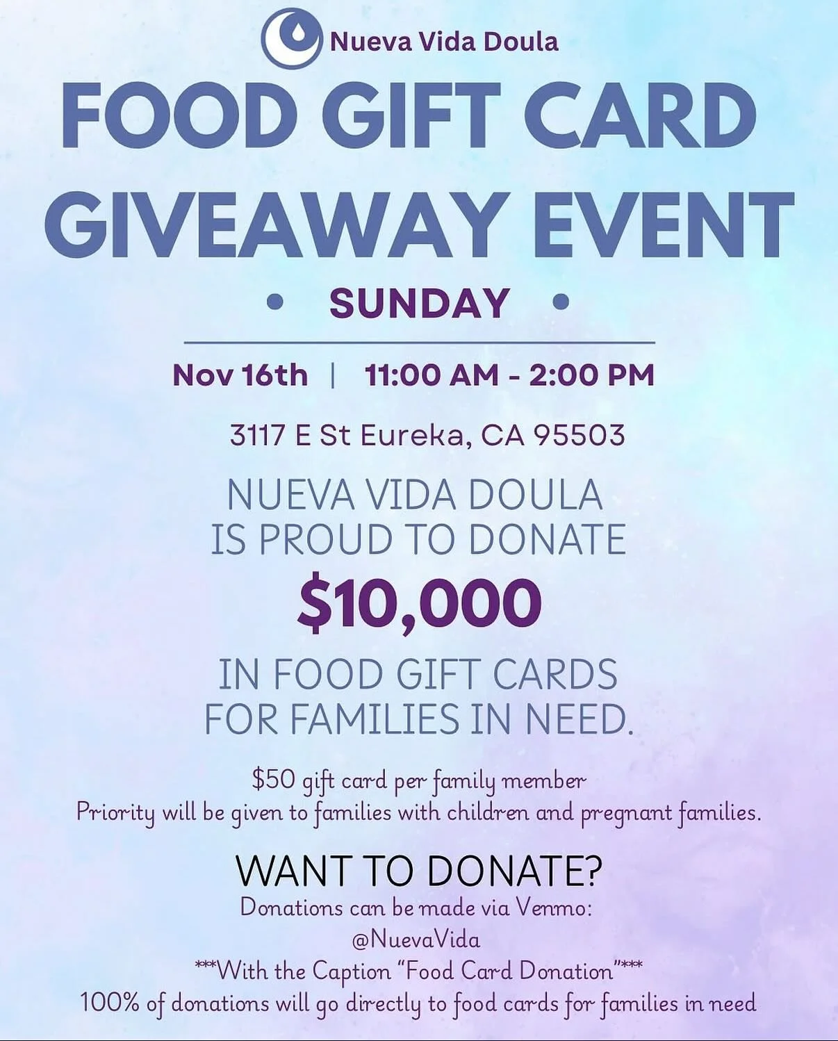 We had $635 in donations! Thank you so much, community, for the contributions towards the food cards!
✨✨✨Please note✨✨✨
Due to a high level of interest and limited funds, we will be limiting food cards to no more than 6 per family so that we can reac