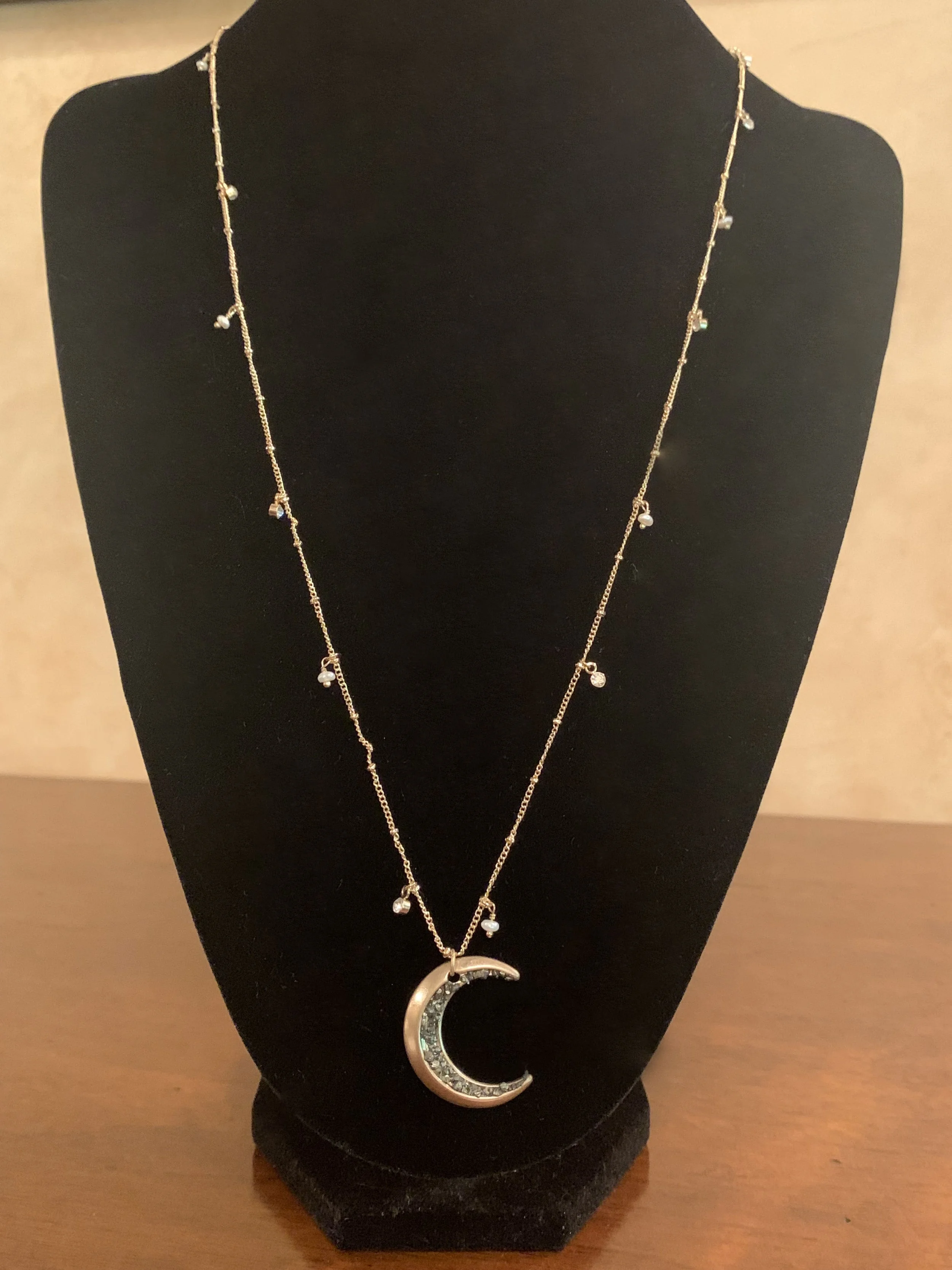 Quarter moon necklace & charms