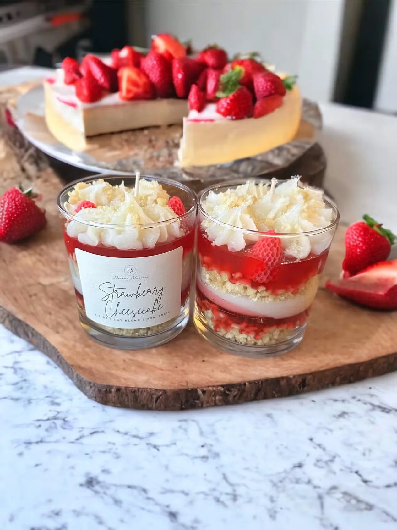Christmas Candle-Strawberry Cheesecake