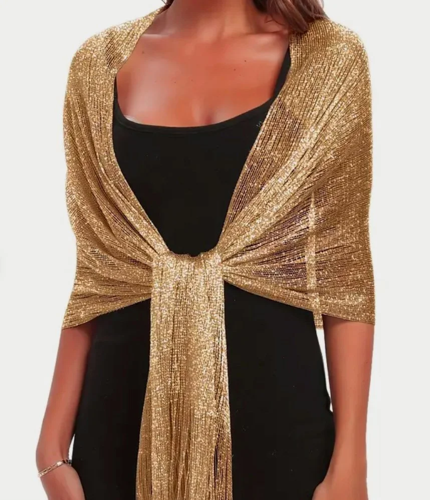 Evening Scarf-Gold with Sparkles