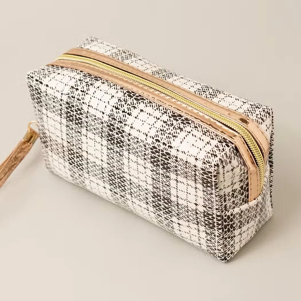 Checkered cosmetic bag