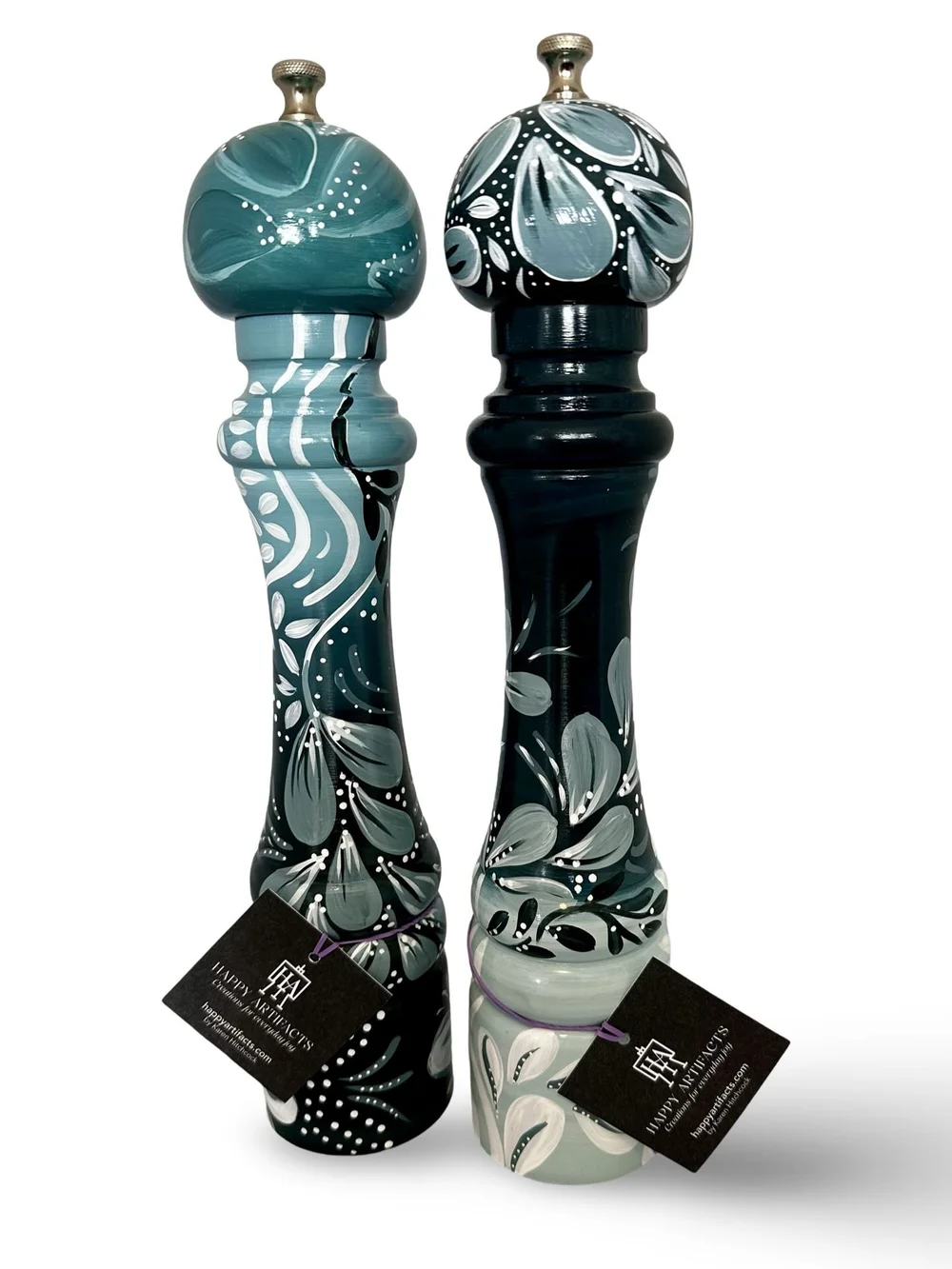 Hand-painted salt and pepper grinder sets — Karen Hitchcock