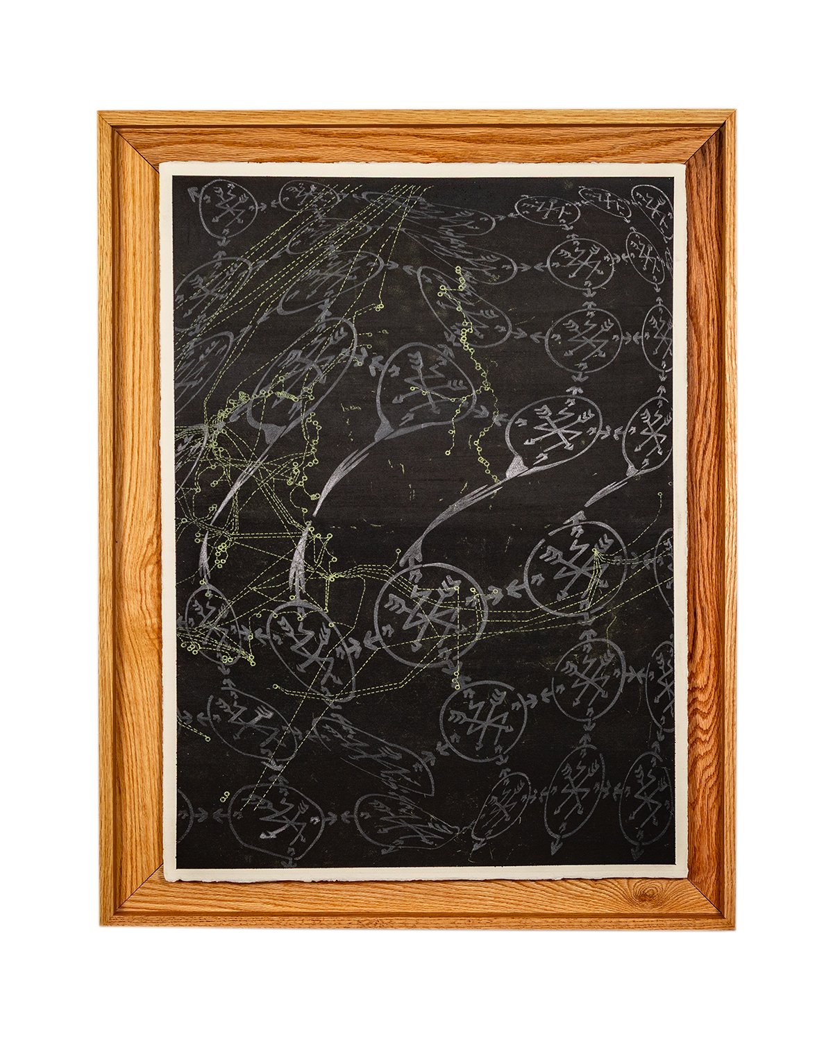 Fallen Consensus: Cephalopod Ink, Graphite, Transfer on Paper