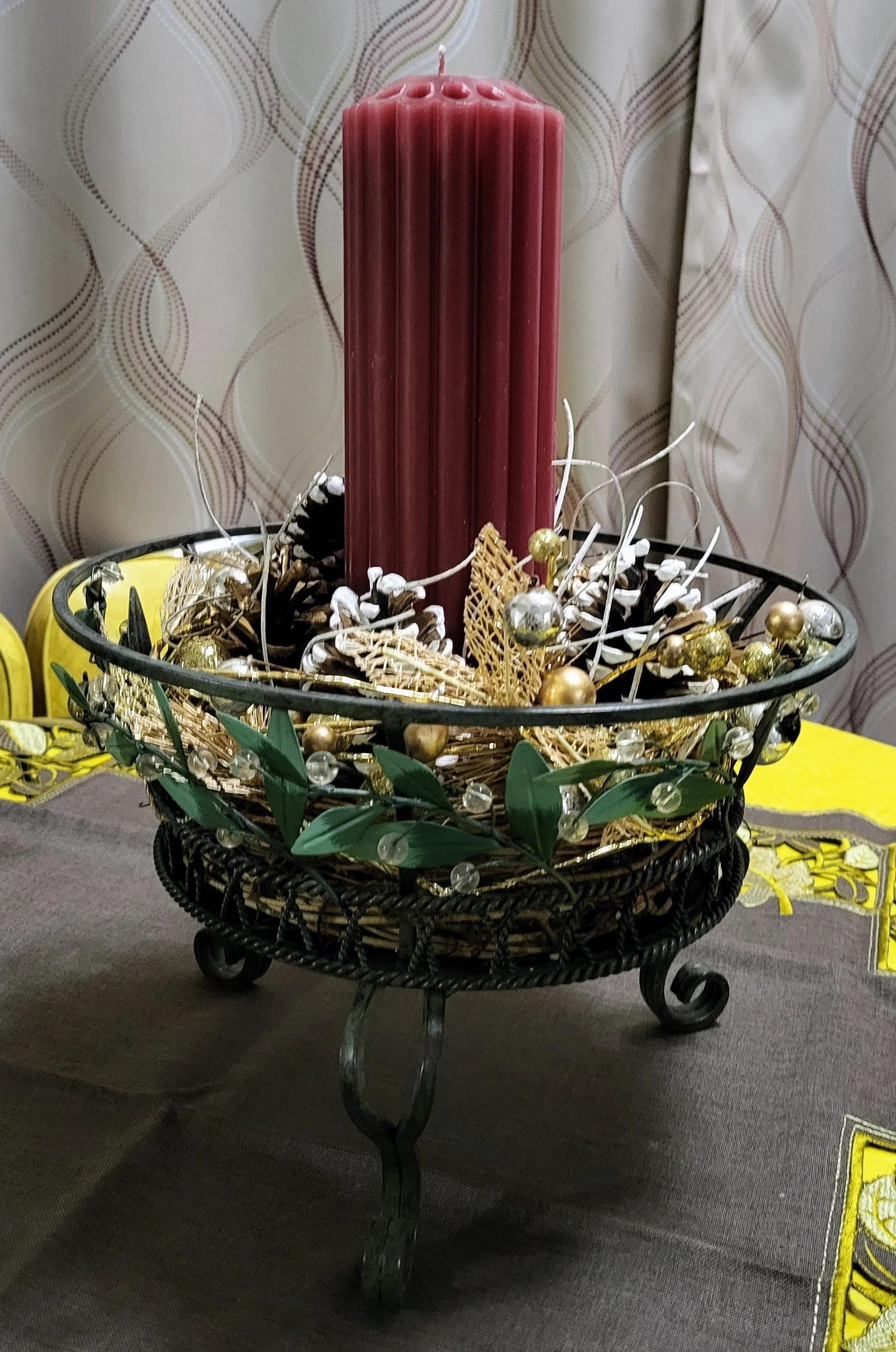 Wire Basket with Candle