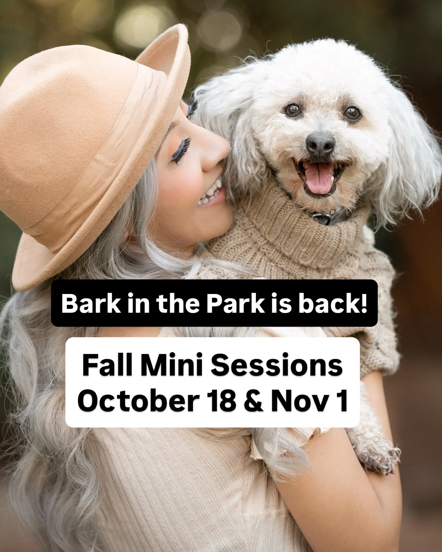 Your dog called. They said it&rsquo;s their turn for updated photos. 😉
(Bonus: you get to jump in too and finally have pics where everyone&rsquo;s looking cute at the same time.)

Here&rsquo;s the scoop:
🍂 20 minutes of tail-wagging fun
🍂 Fall col
