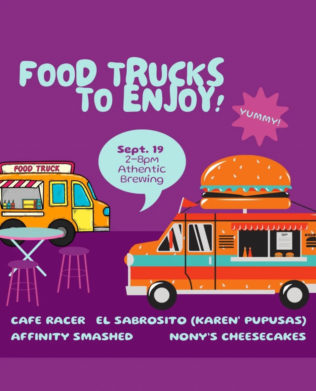 COME HUNGRY TOMORROW! 🍔🌮🍰

We&rsquo;ve got an incredible food truck lineup serving up local favorites all day long at Chelsyfest:

☕ @caferacerfoodtruck
🍔 @affinitysmashed
🫓 El Sabrosito (Karen&rsquo;s Pupusas)
🍰 @nonyscheesecakes

Grab a cold 