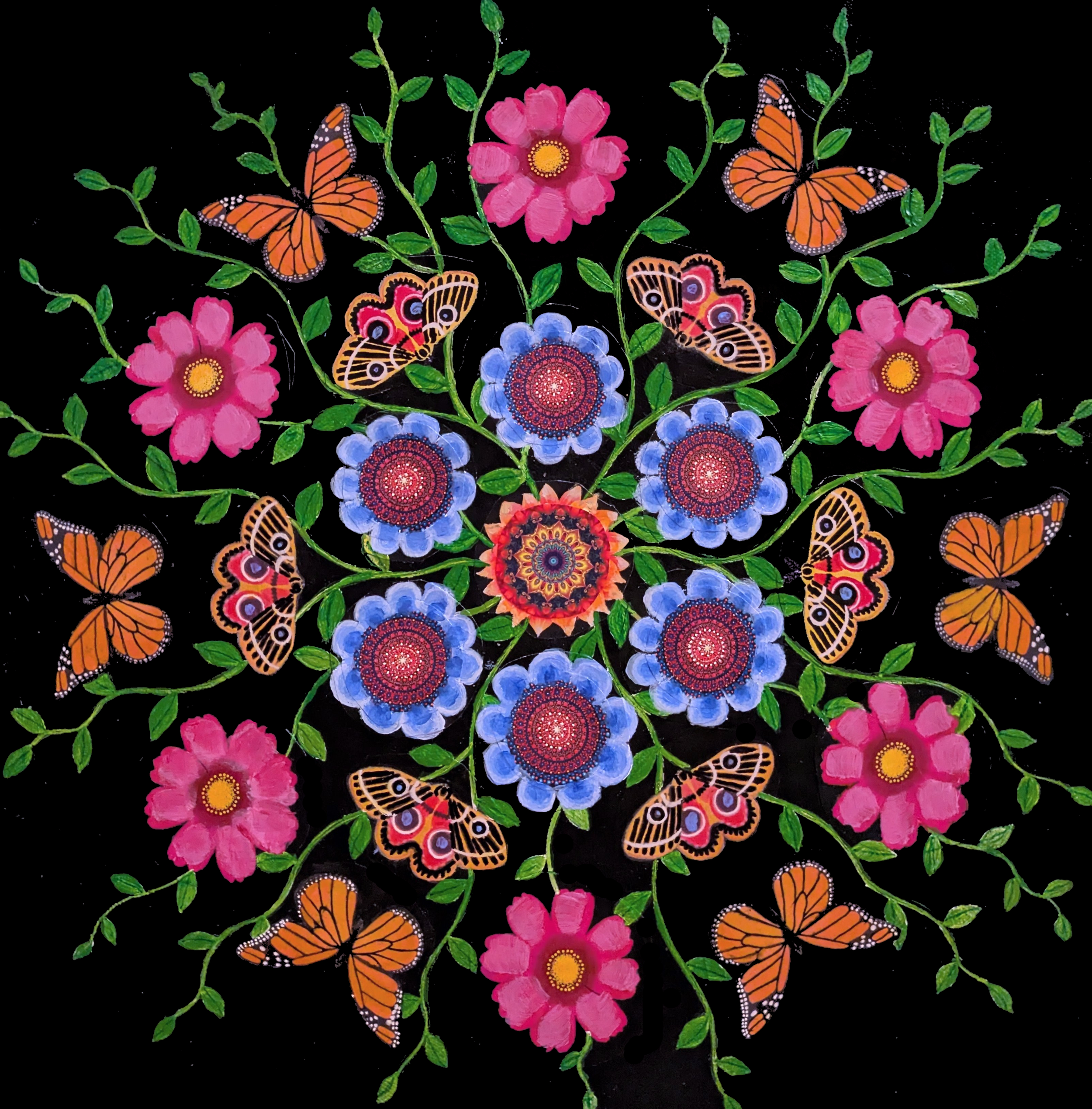 "Fecundity", 12" x 12", Acrylic and collage on gallery-wrapped canvas.  Available in shop.   