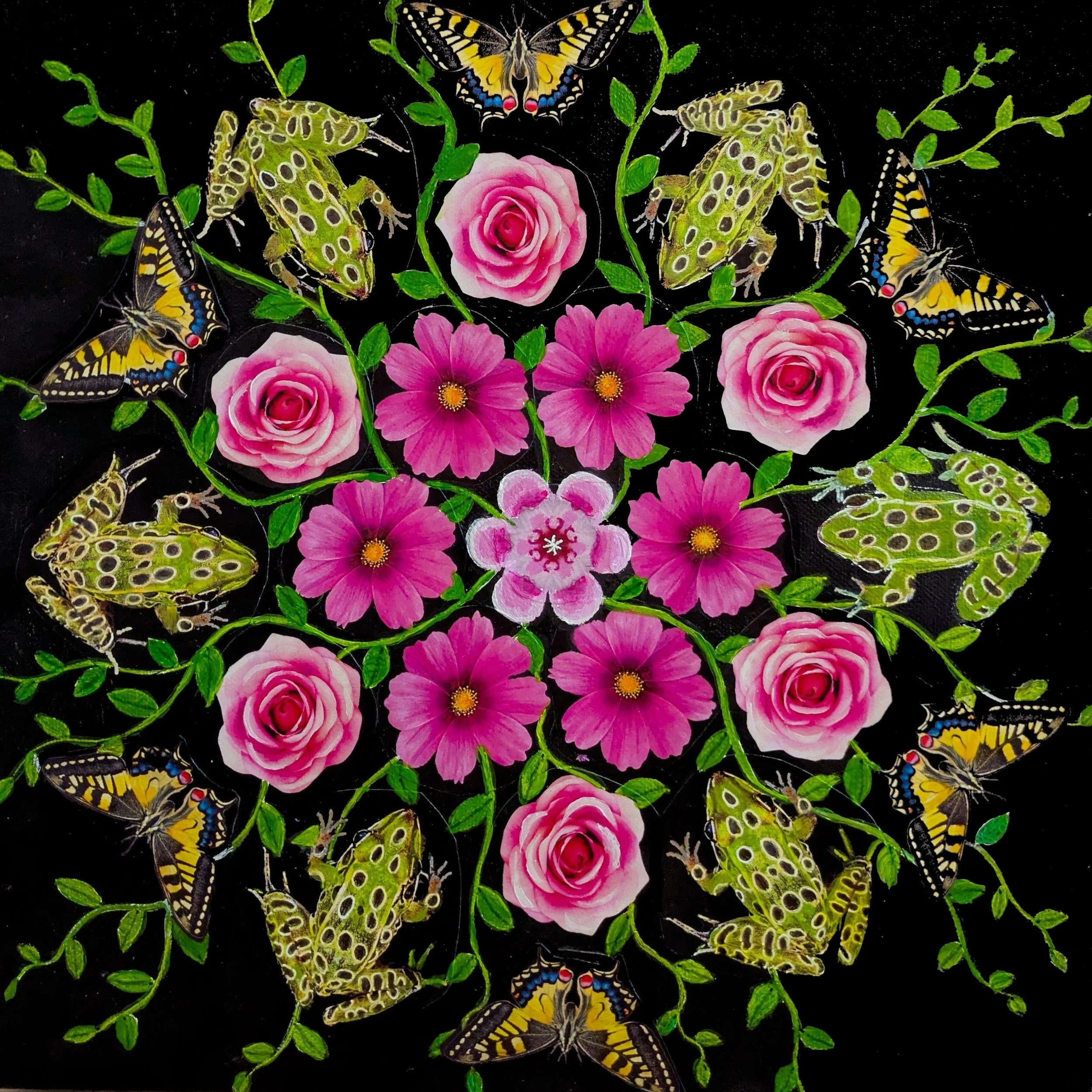 "Water and Air", Acrylic and Collage on gallery-wrapped canvas, 12" x 12".  Available in shop.  