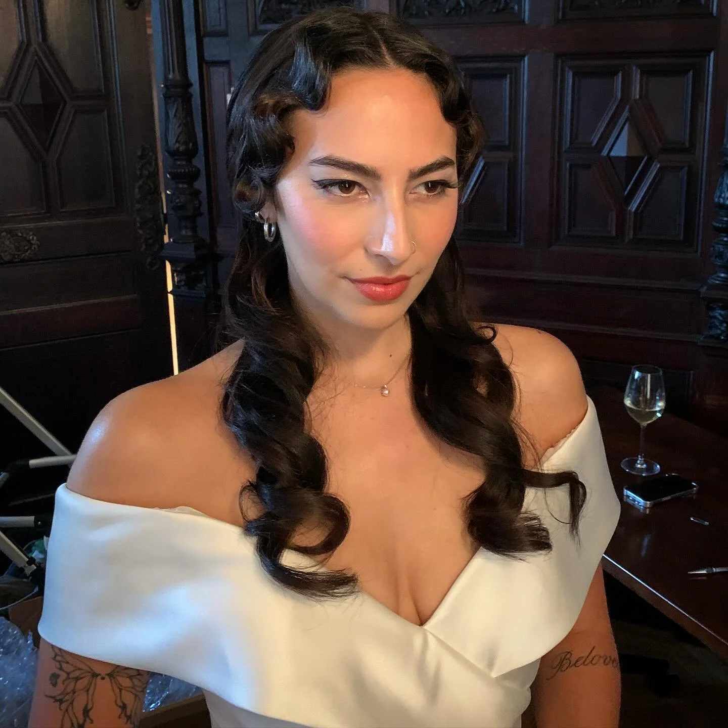Beautiful spooky bride Talia 🕸️🕷️👰🏻&zwj;♀️makeup by @cvsee 💄 hair by yours truly using @redkenpro #halloweenbride #bridalhairstyle #dryfingerwaves #vintagehairstyle