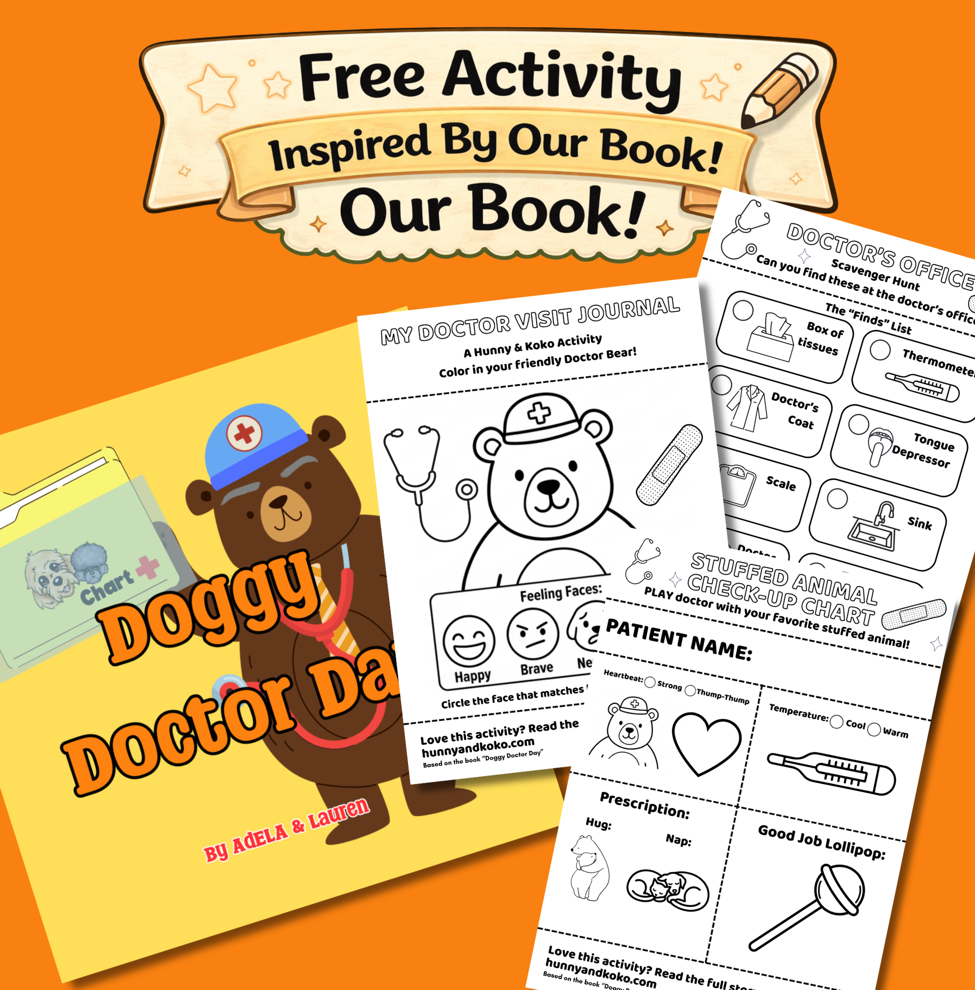 Doggy Doctor Day children’s book with free printable doctor visit activities to help kids feel brave and prepared for the doctor