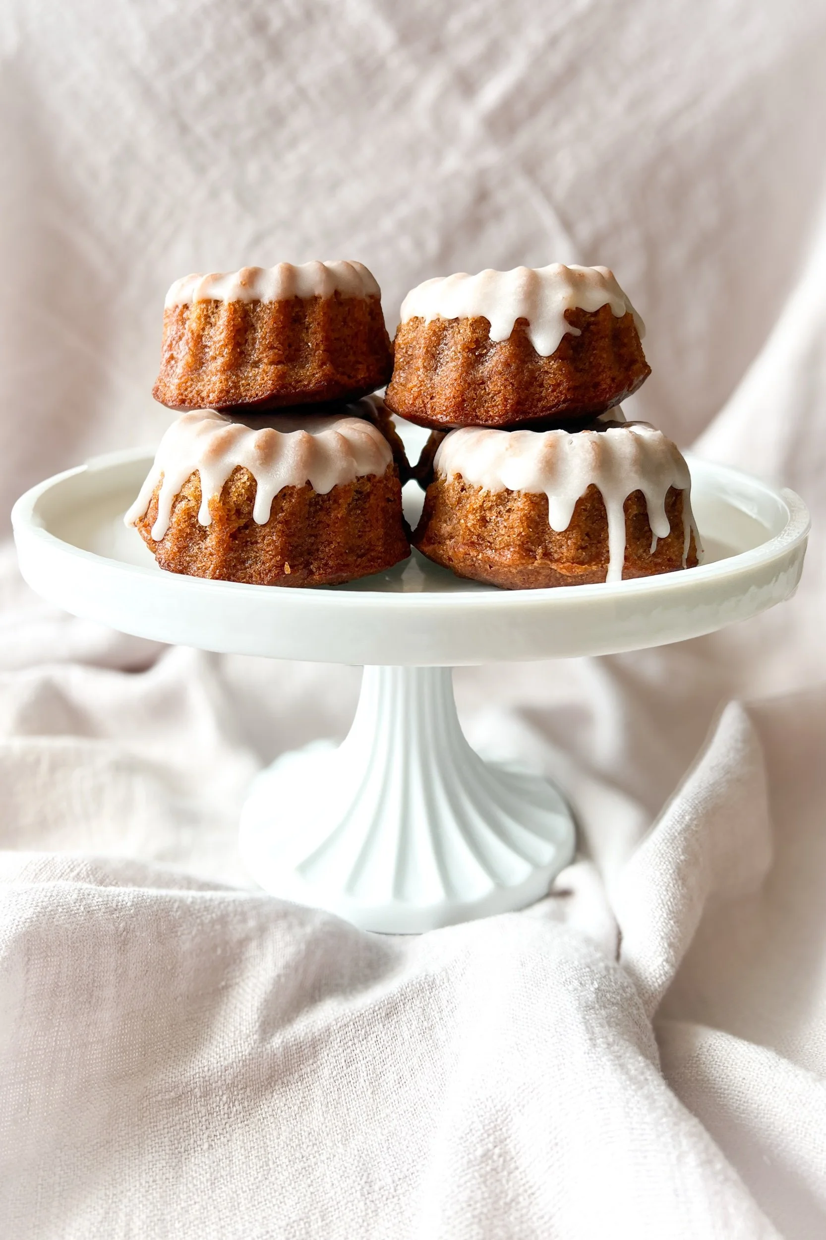 Gluten-free mini Bundt cakes on a cake stand, Calgary catering desserts