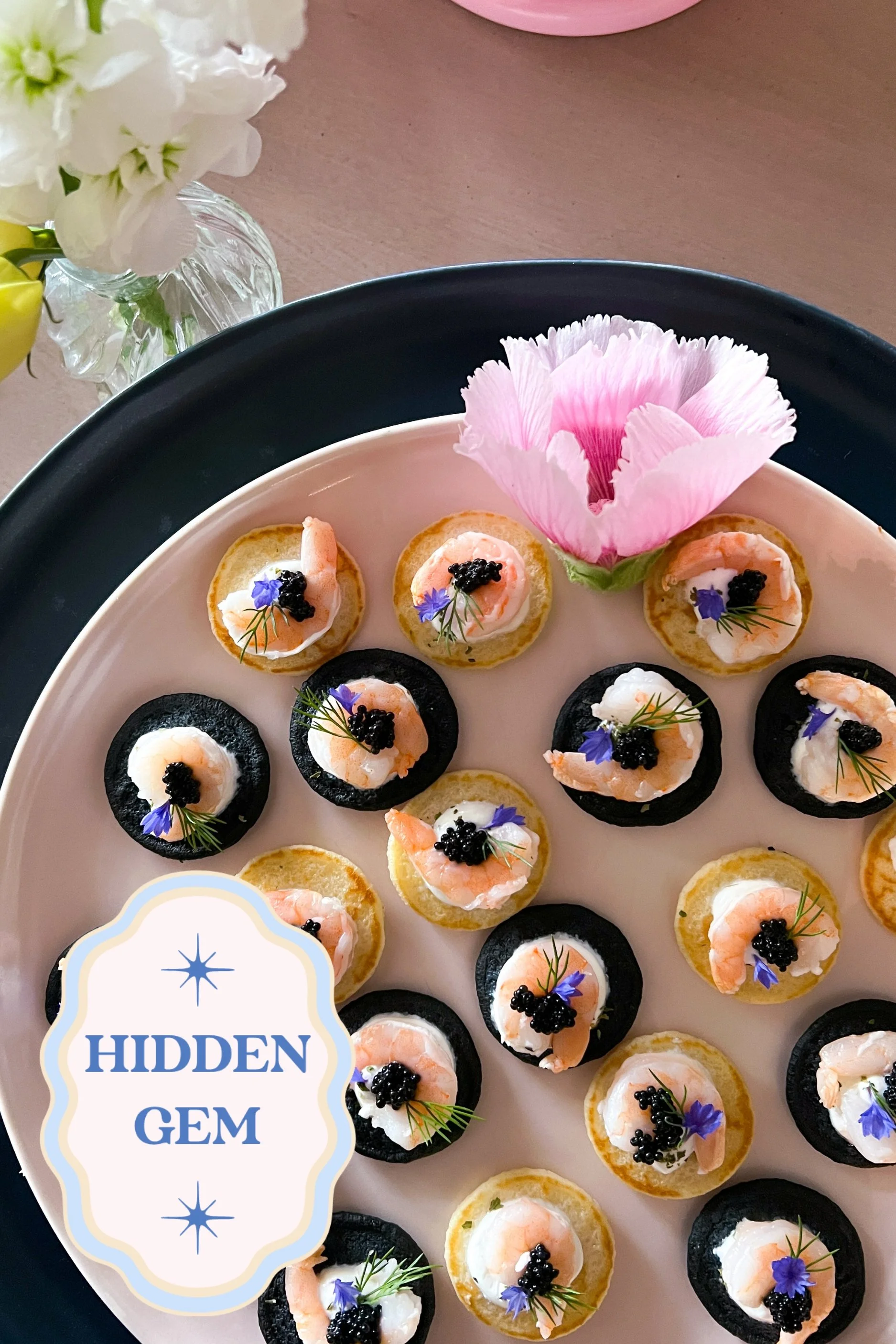 Prawn + Black Caviar Blinis