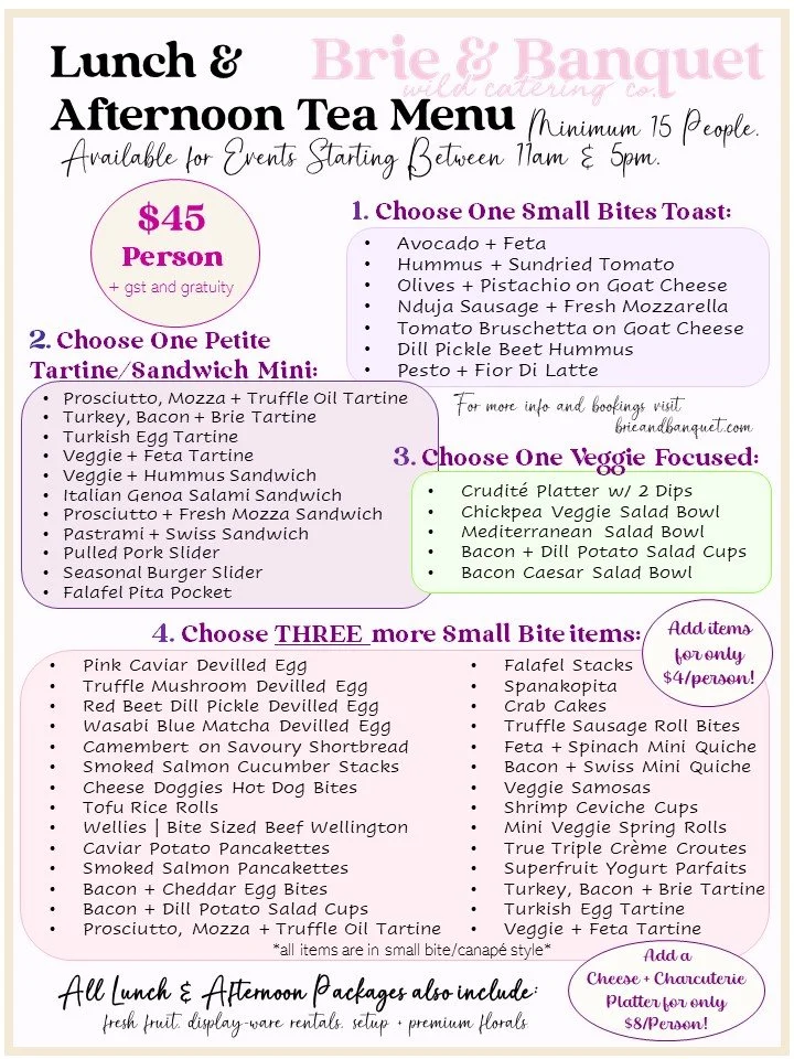 Lunch & Afternoon Catering — Brie & Banquet