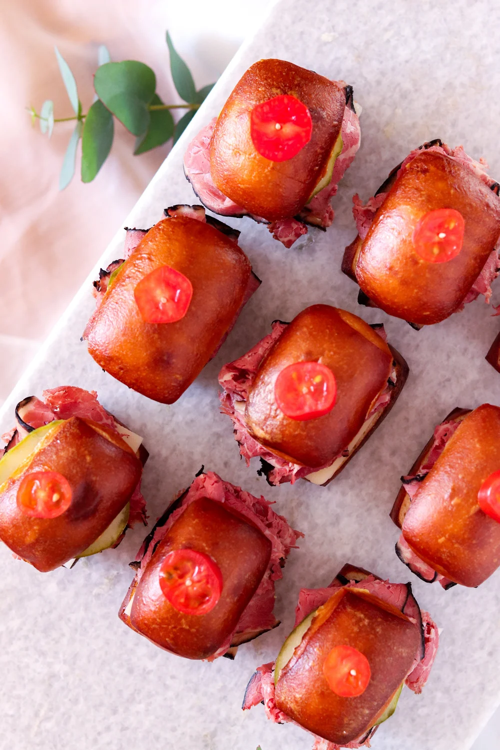 Mini Tea Sandwich Catering Calgary Pastrami Pretzel Sandy YYC Bridal  Showers Baby Showers Events — Brie Banquet