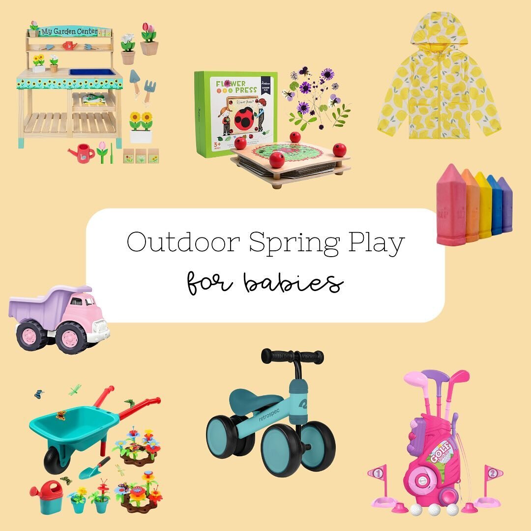 Spring is here&mdash;and we&rsquo;re so excited to get outside with our littles! I put together my favorite picks for gross motor outdoor play! Comment &ldquo;Spring&rdquo; for a link to my favorite toys for outdoor play for babies &amp; toddlers. 

