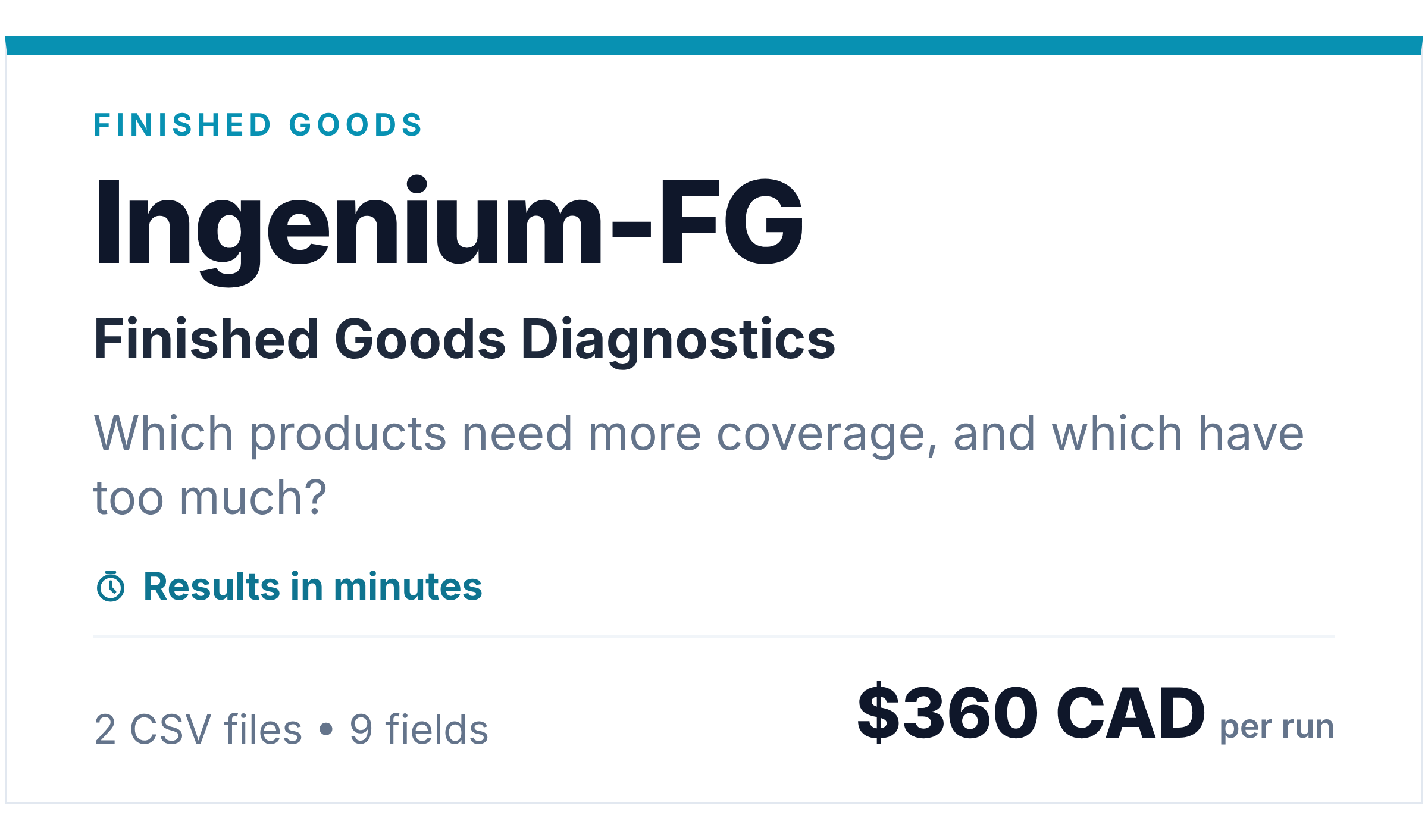 31abcfg - Finished Goods Diagnostics