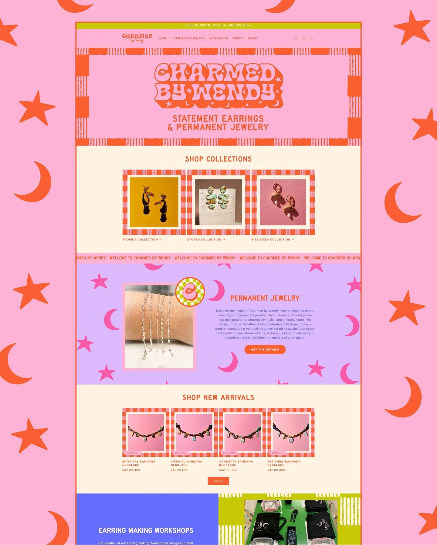 With bold, fun and playful branding + packaging, I knew @charmedbywendy website couldn&rsquo;t be just another generic templated Shopify shop 🌸 She needed a custom design that felt as unique as her jewellery ✨🌙

Her new retro-inspired, custom-coded