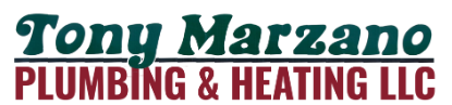 Tony Marzano Plumbing & Heating LLC logo with green and maroon text.