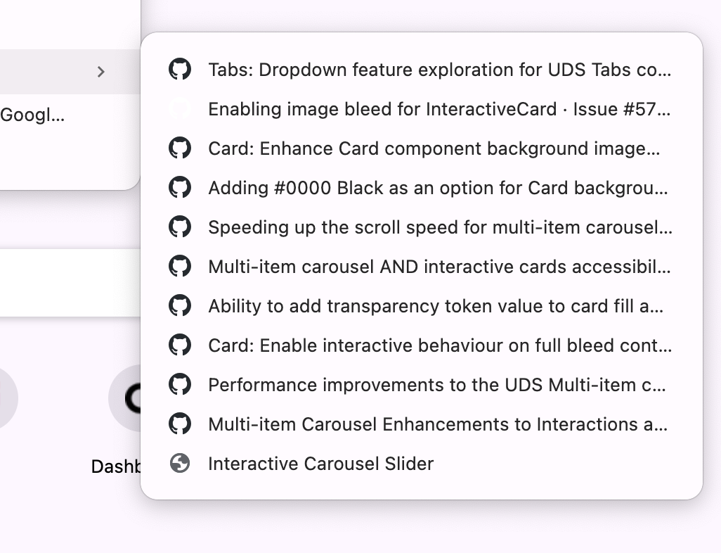 The tickets created in Github 