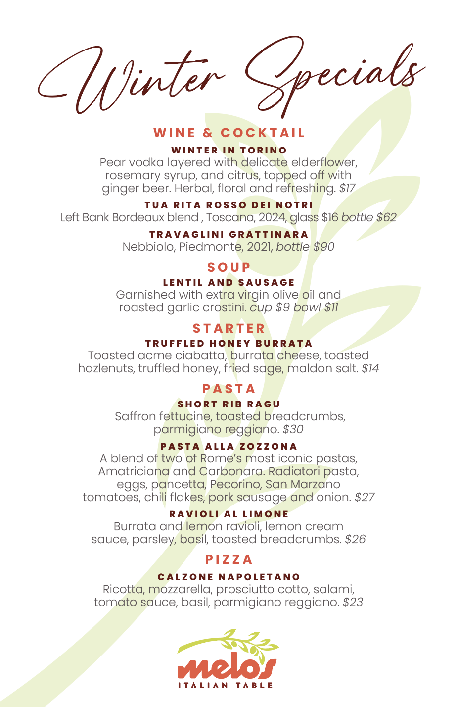 Winter specials 2026