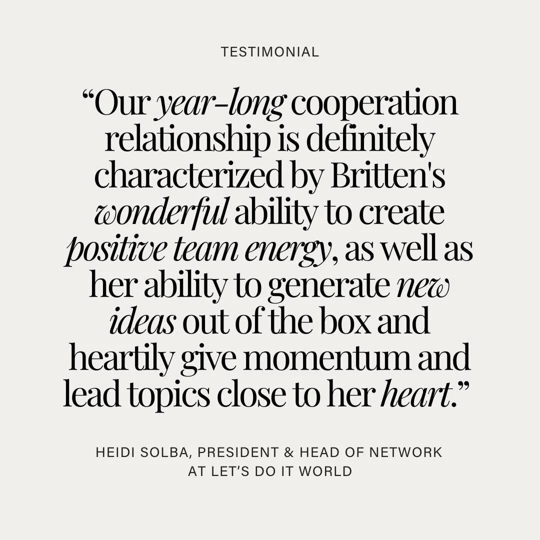 Feedback like this makes me LOVE what I do even more! 💖

Let's Do It World is a global civic organization that started in Estonia, mobilizing people worldwide in joining local, national and regional clean-up events. Among other projects, Let's Do It