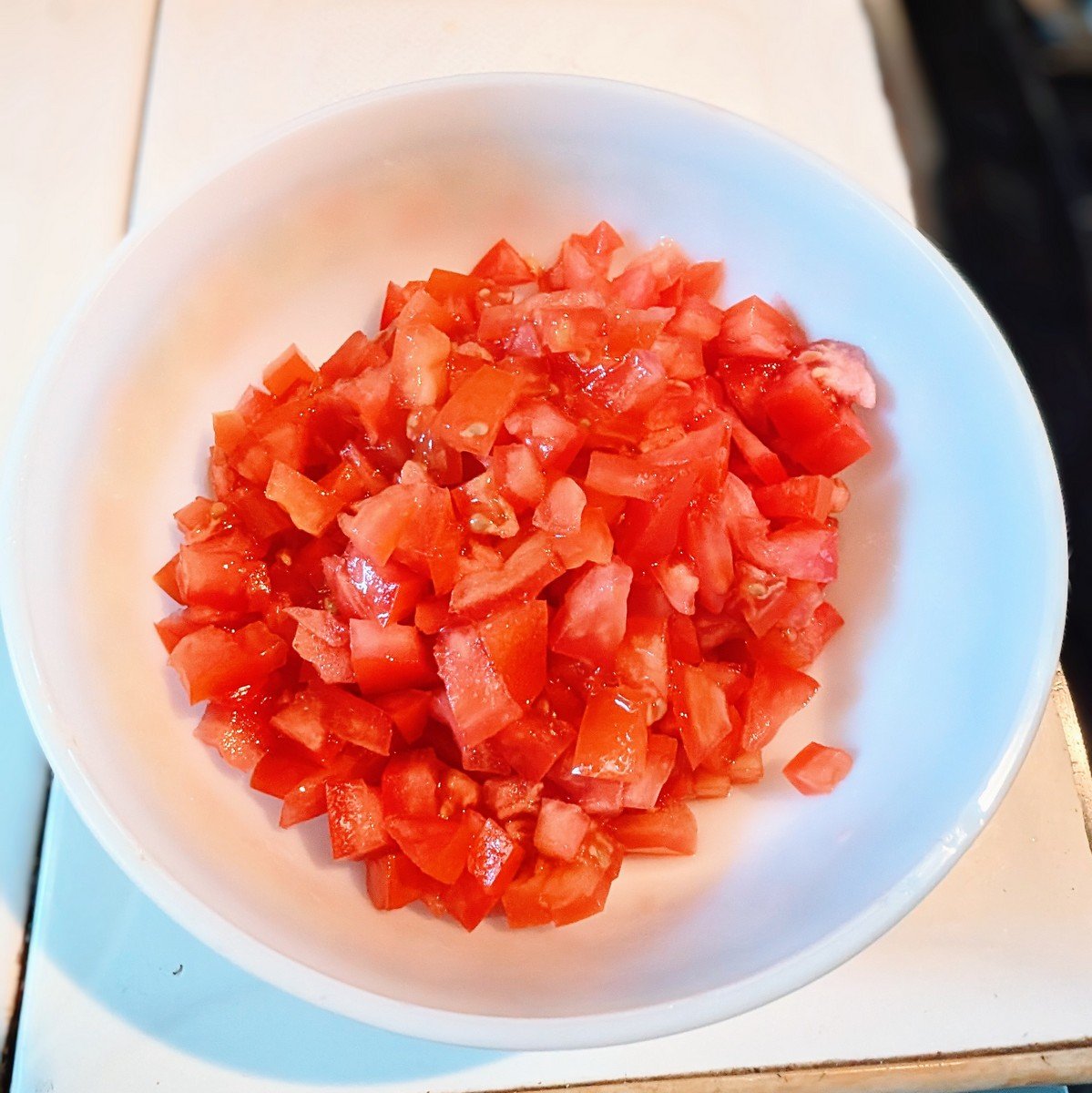 Chopped tomatoes in a bowl
