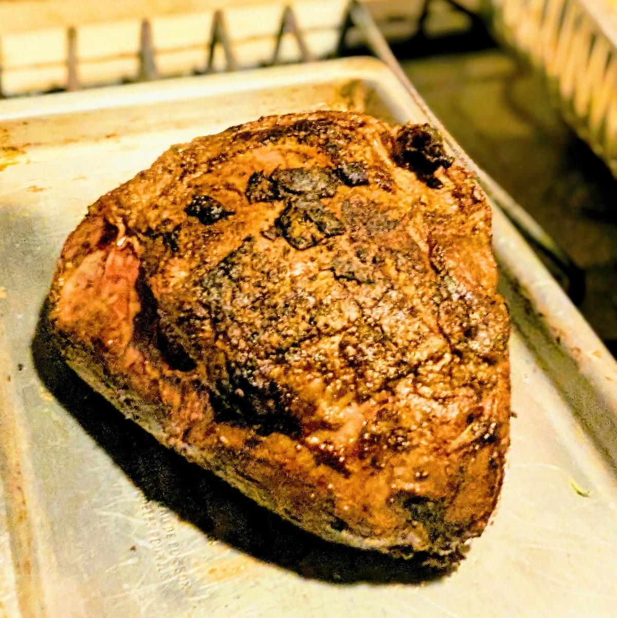 Grilled lamb roast resting