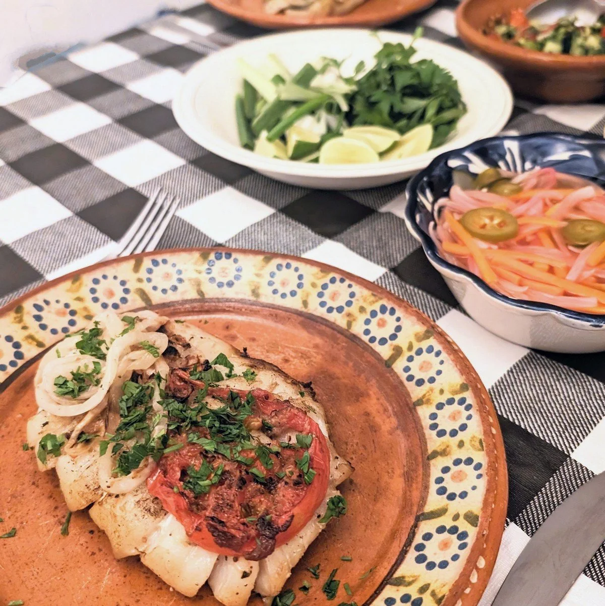 Middle Eastern Style Grilled Cod in a Basket