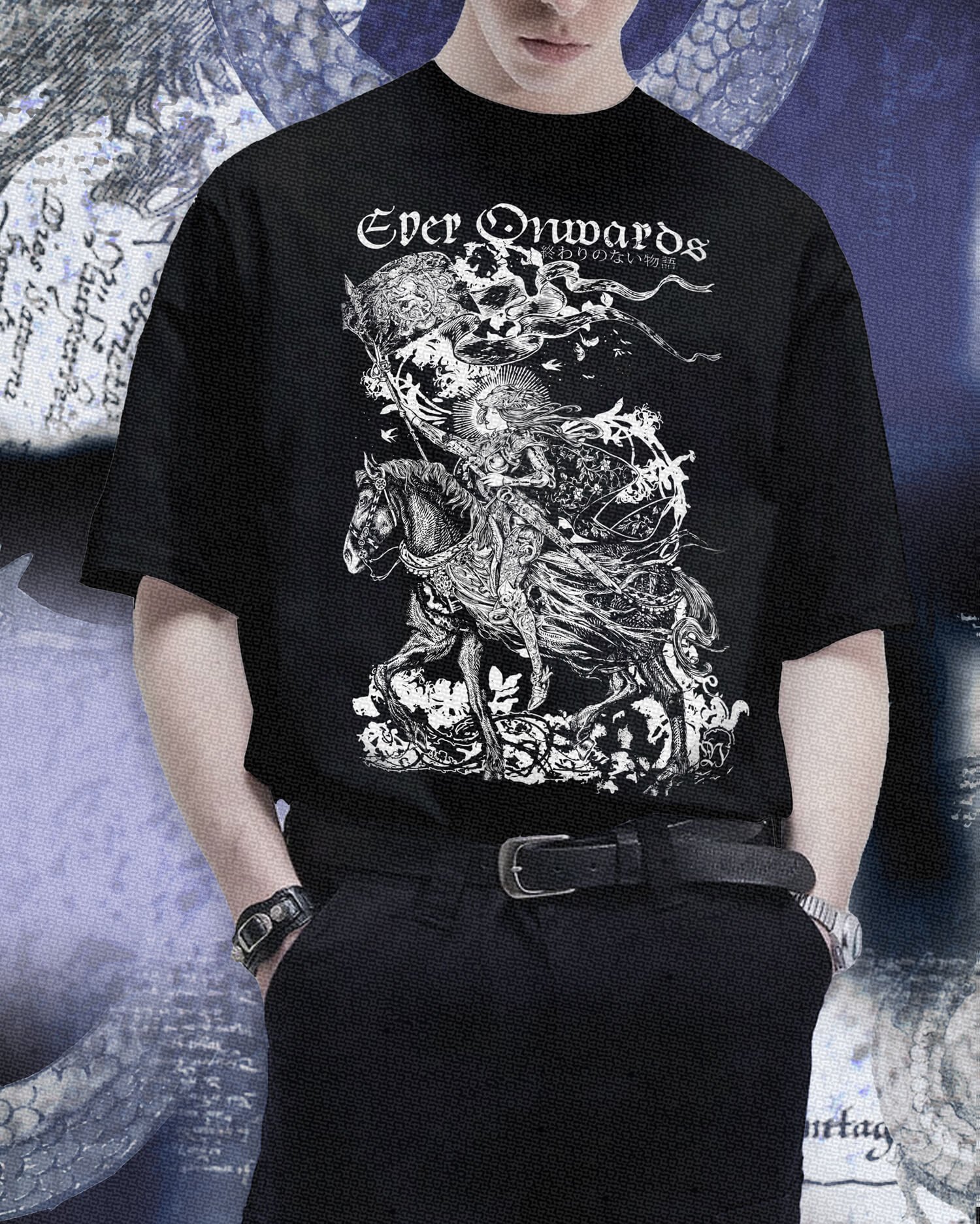 Ever-Onwards-Man-Black-T-Shirt-Illustration-Alternative-Fashion-Dotwork-Tattoo-Merch-alt-1.jpg