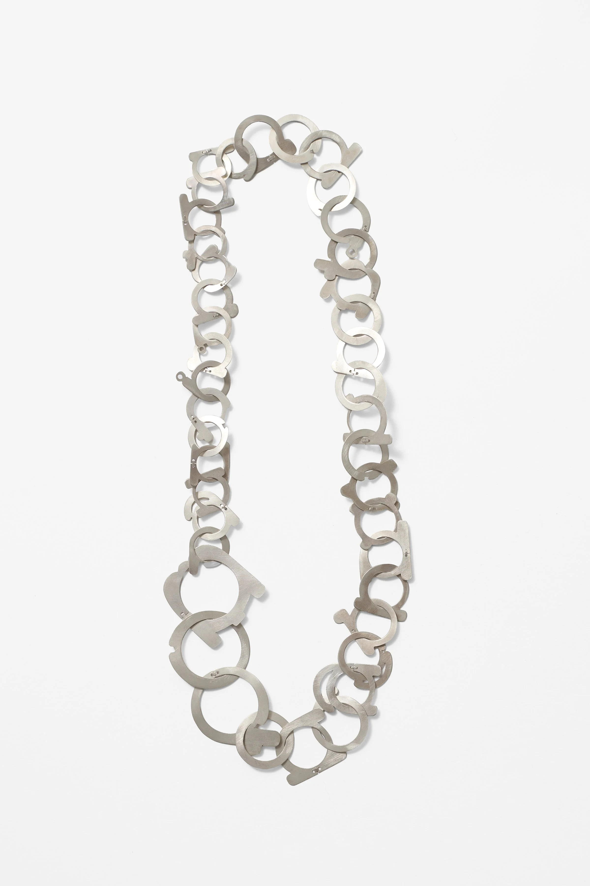 68. Roseanne Bartley, ‘Assorted alphabet necklace’, 2025, sterling silver, 32x2-4x.5cm. Price: $1,500