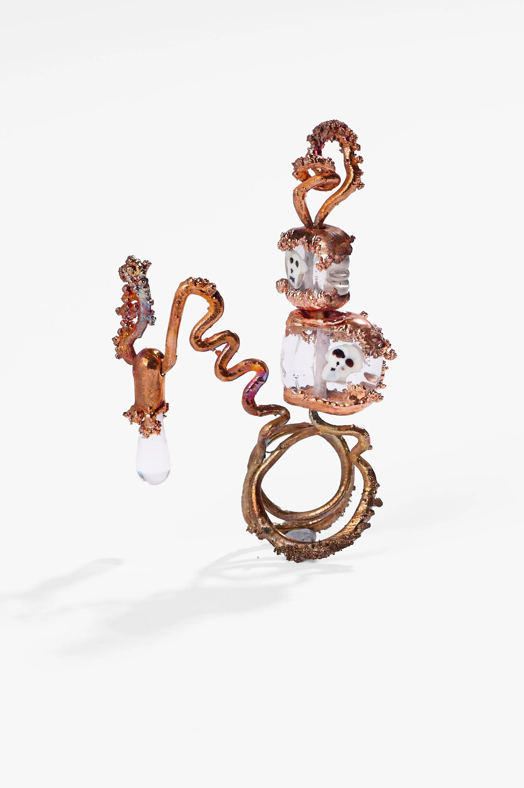 Penny Pollard, Even Autocorrect thinks I Am Dead, copper, electroformed, lamp worked glass, $375 each. Photography: Ross Coulter