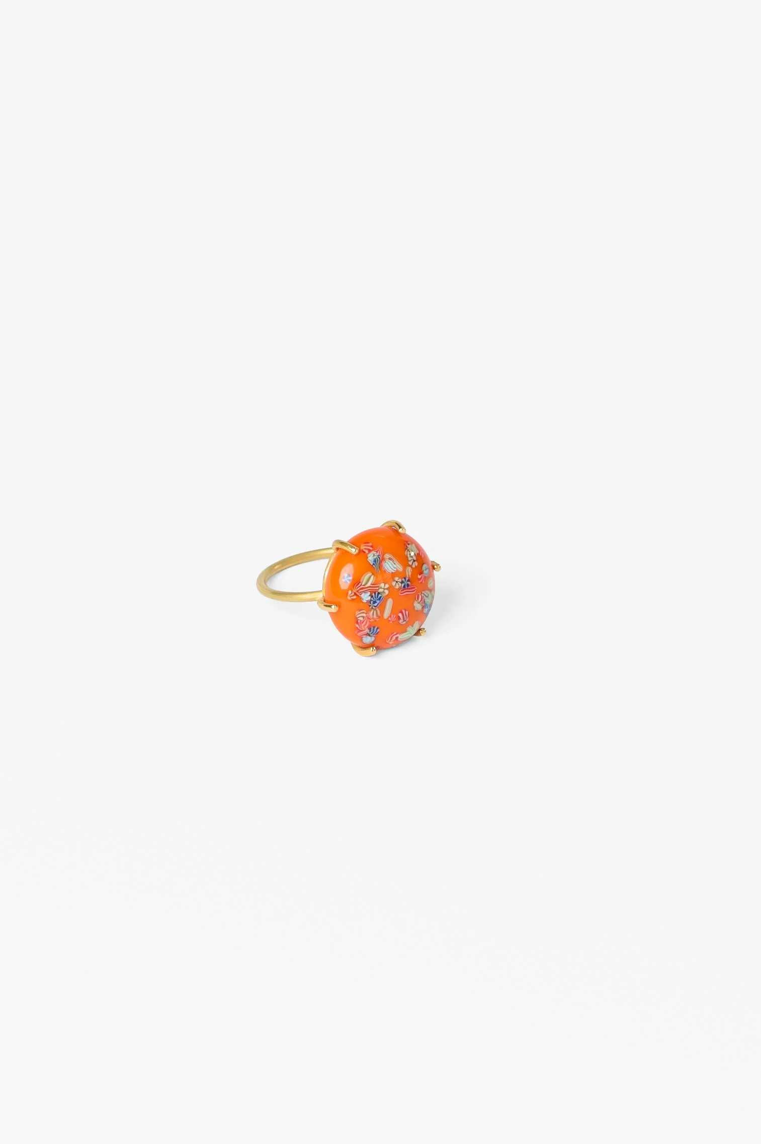 18. Mascha Moje, ‘Untitled’, 2025
20ct gold ring with glass orange millefiori, 3x2x2cm, approx. size Q. Price: $2000
(Price subject to change)
