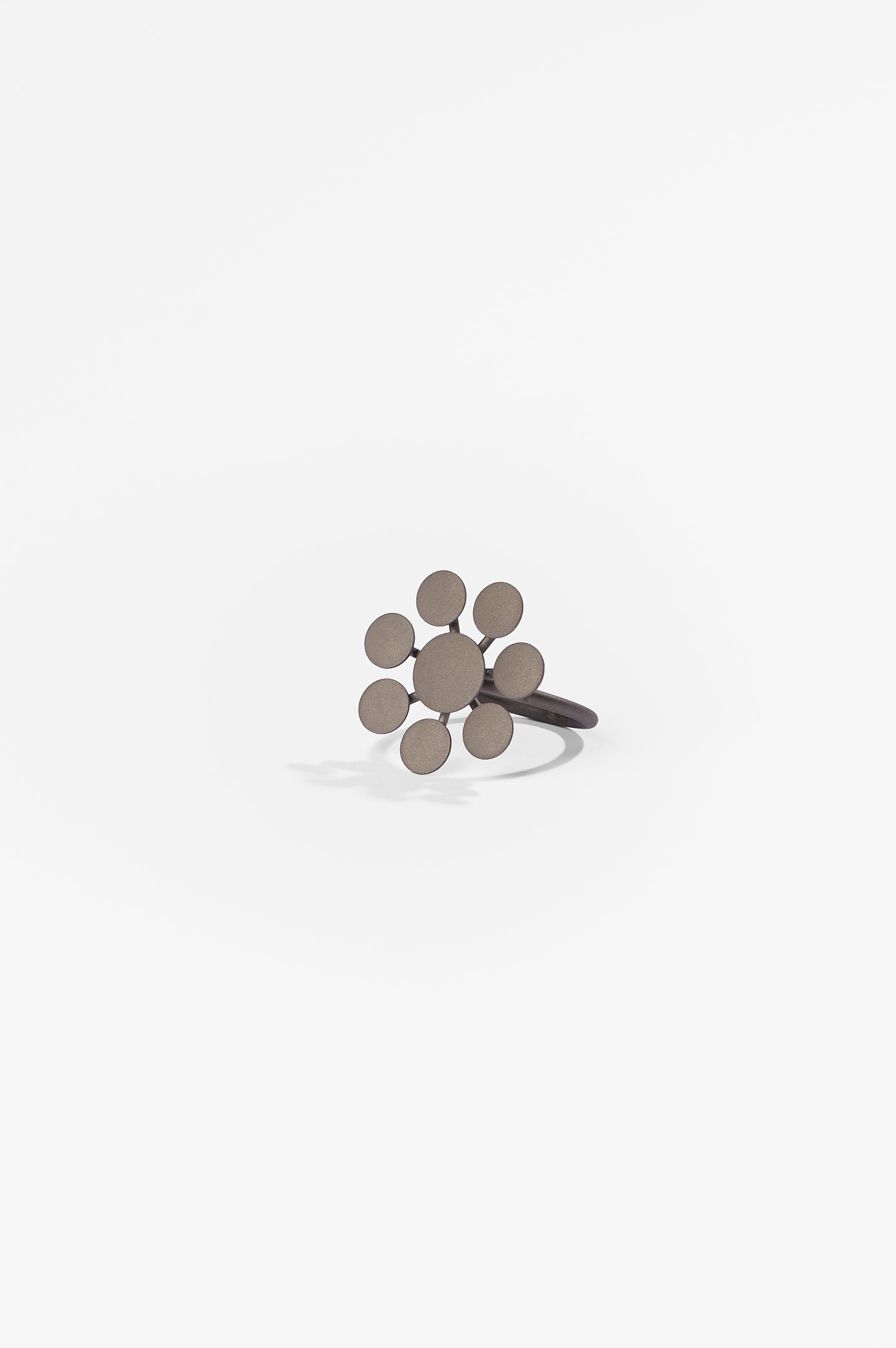 Mascha Moje, Ring 1, monel, 2.5 x 2.8 cm, size 61, 2026, $780. Photography: Ross Coulter