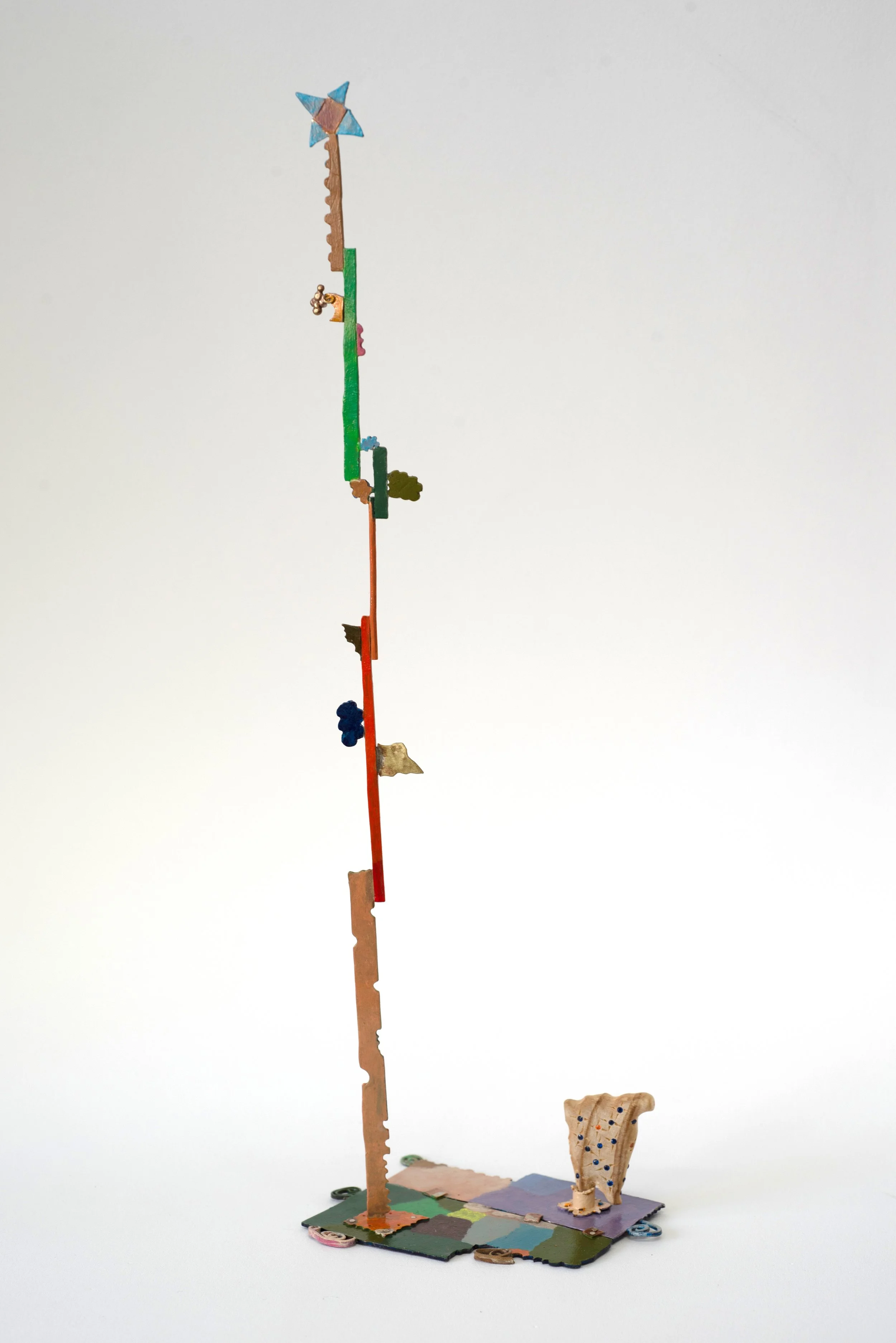 93. Audrey Tan, ‘Immovable parts’, 2025
copper, silver solder, brass, sterling silver, acrylic paint, enamel paint, pine, cubic zirconia, 32x9.5x6.5cm. Price: $660