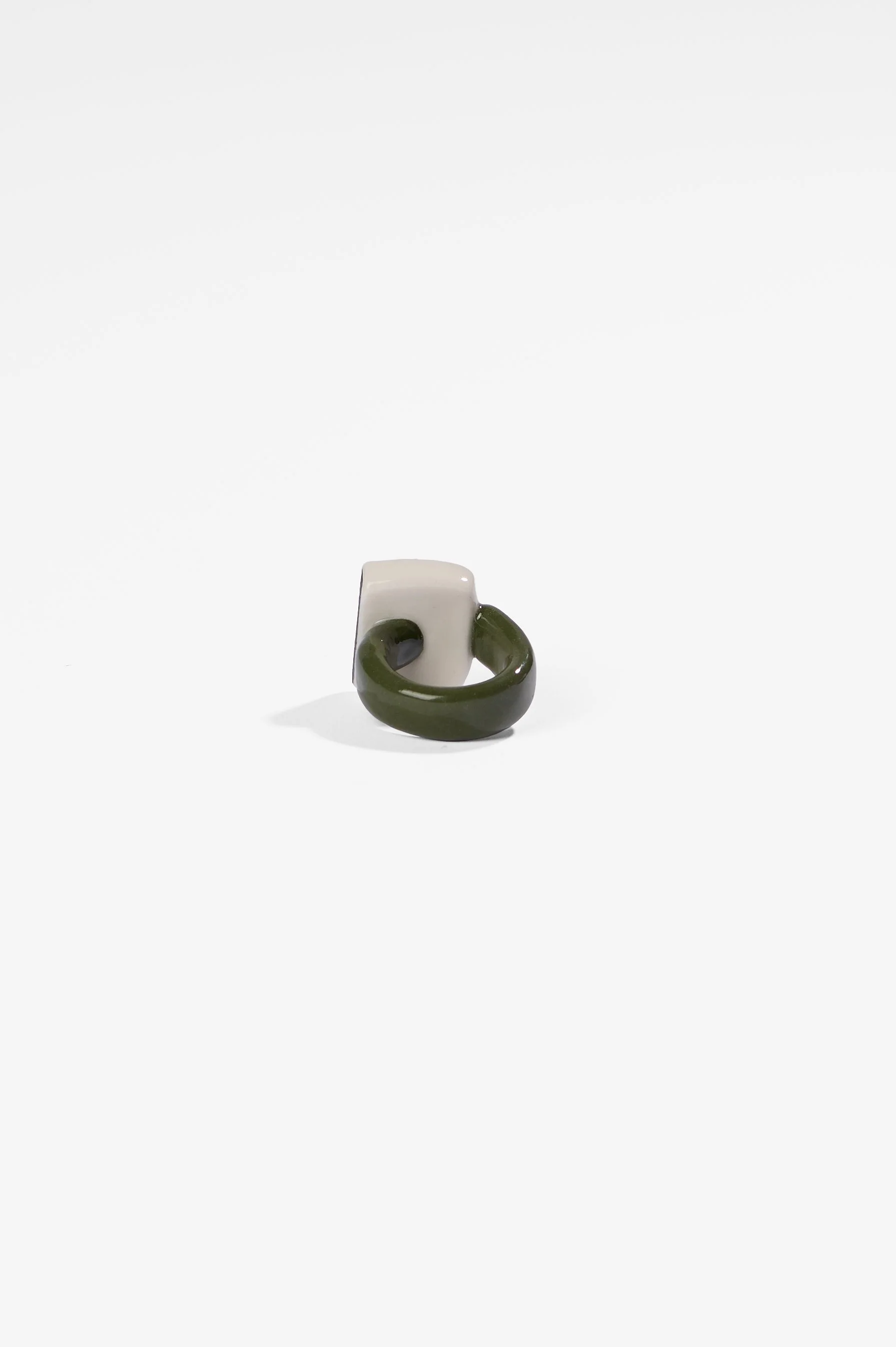 Manon van Kouswijk, Rings for Found Hands (dark green, black and white), porcelain, dimensions vary per ring, 2026, $590 each. Photography: Ross Coulter