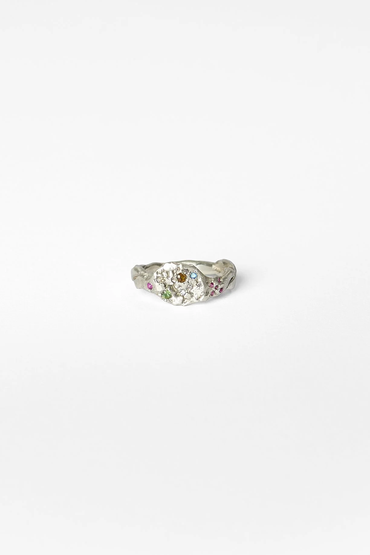 4. Audrey Tan, ‘bug croissant ii’, 2026
recycled sterling silver, lab grown gemstones (spinel, corundum, ruby), tourmaline, approx. size N ½. Price: $450
