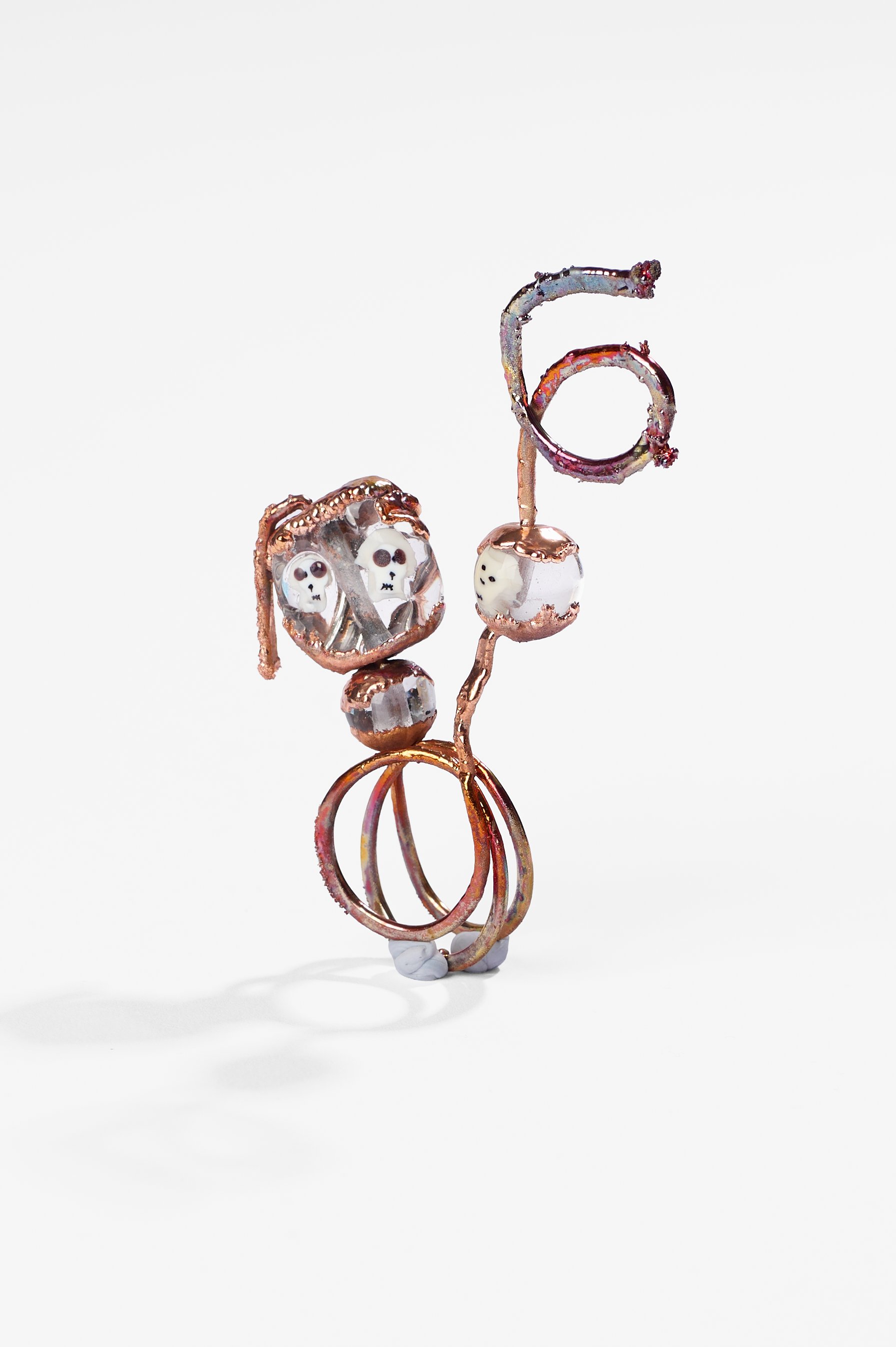 Penny Pollard, Even Autocorrect thinks I Am Dead, copper, electroformed, lamp worked glass, $375 each. Photography: Ross Coulter