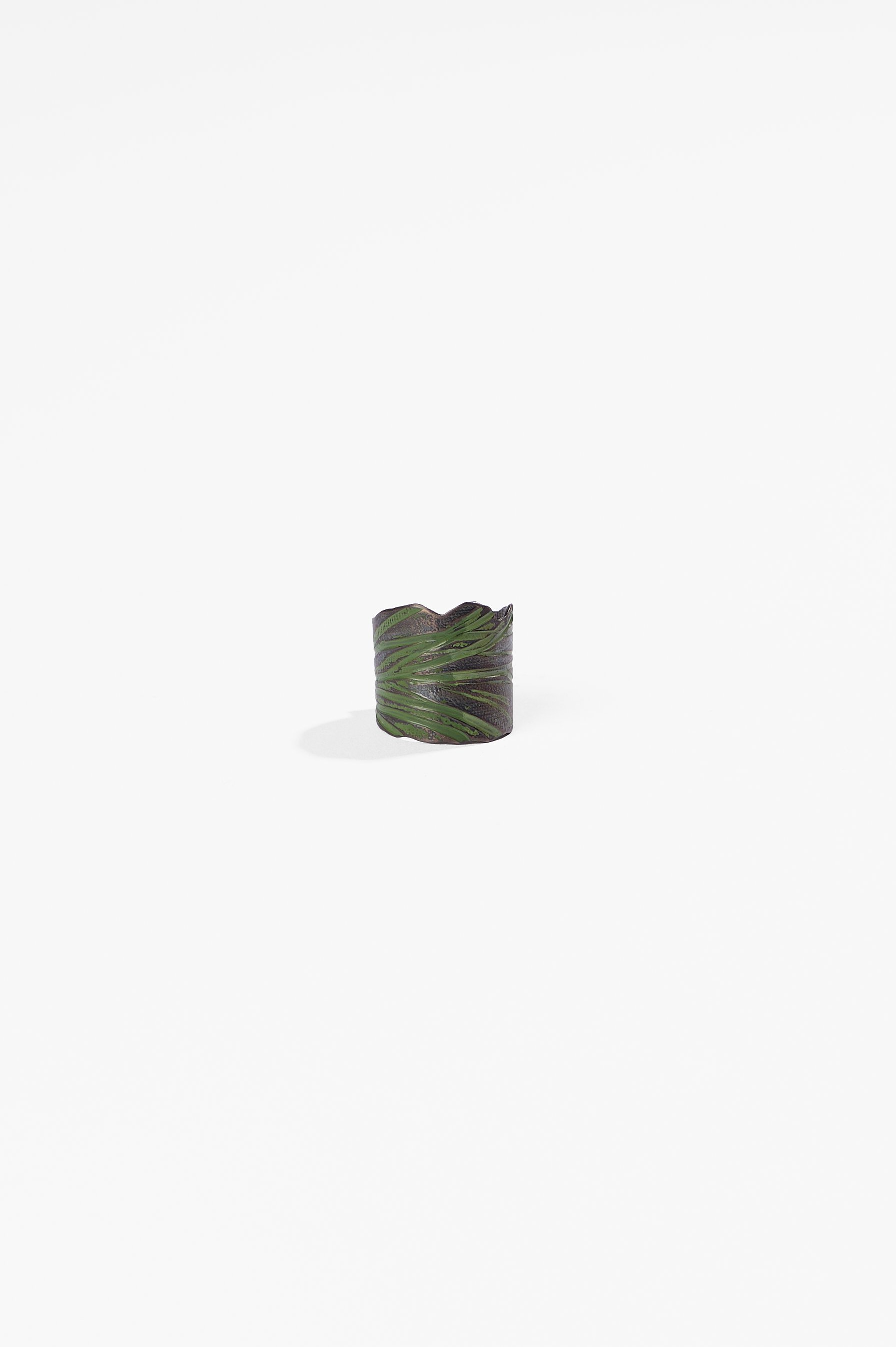 Yuko Fujita, Pressed Flower series, Leaf, size N, approx. 1.2 x 2.0 cm, sterling silver, enamel paint and pure gold leaf on enamel paint (please note paints will, and are intended to, fade over time to take on a new appearance), $1,200. Photography: 