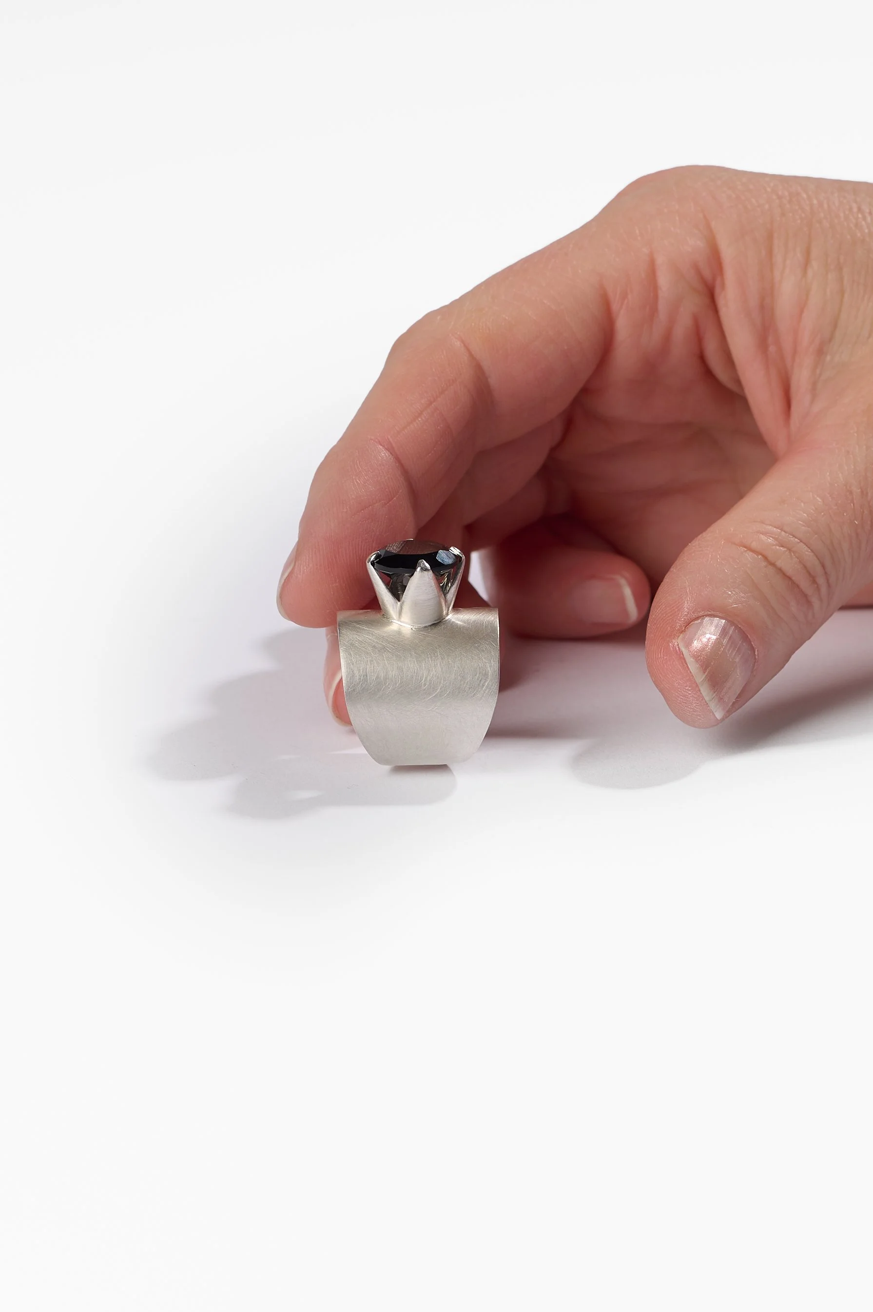 Flynn Parker-Greer, STONE, sterling silver, onyx, size R, 2026, $880. Photography: Ross Coulter