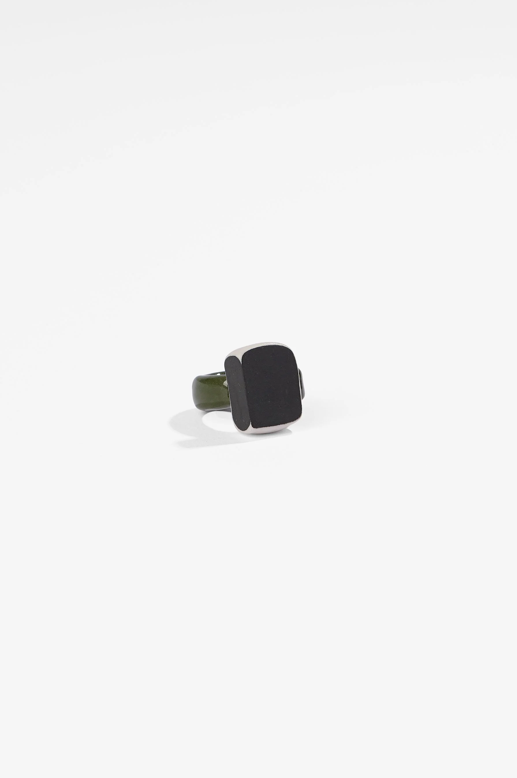 Manon van Kouswijk, Rings for Found Hands (dark green, black and white), porcelain, dimensions vary per ring, 2026, $590 each. Photography: Ross Coulter