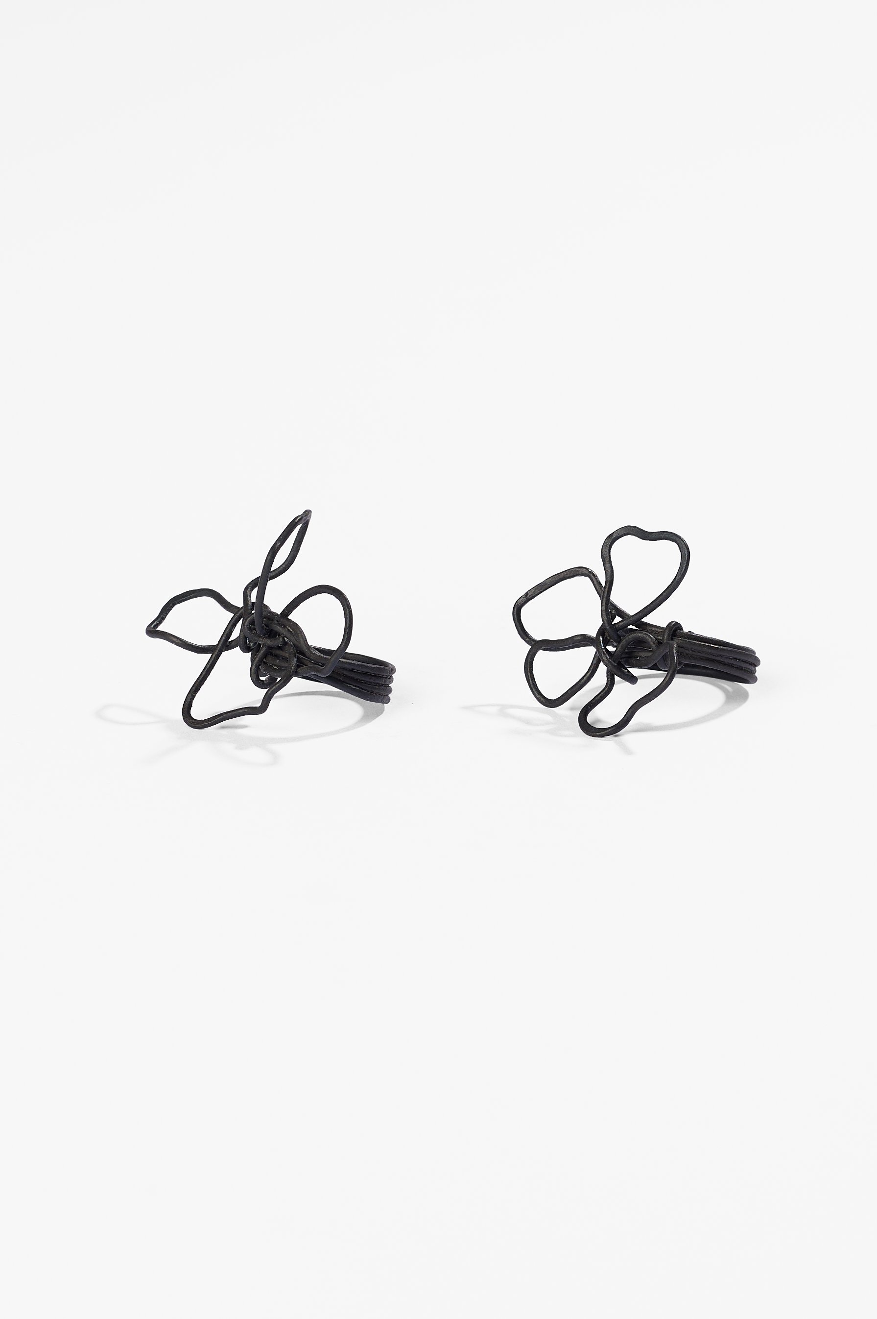 Sue Buchanan, Flower drawing #2 and #3, mild steel, blackened, 2026, $180. Photography: Ross Coulter