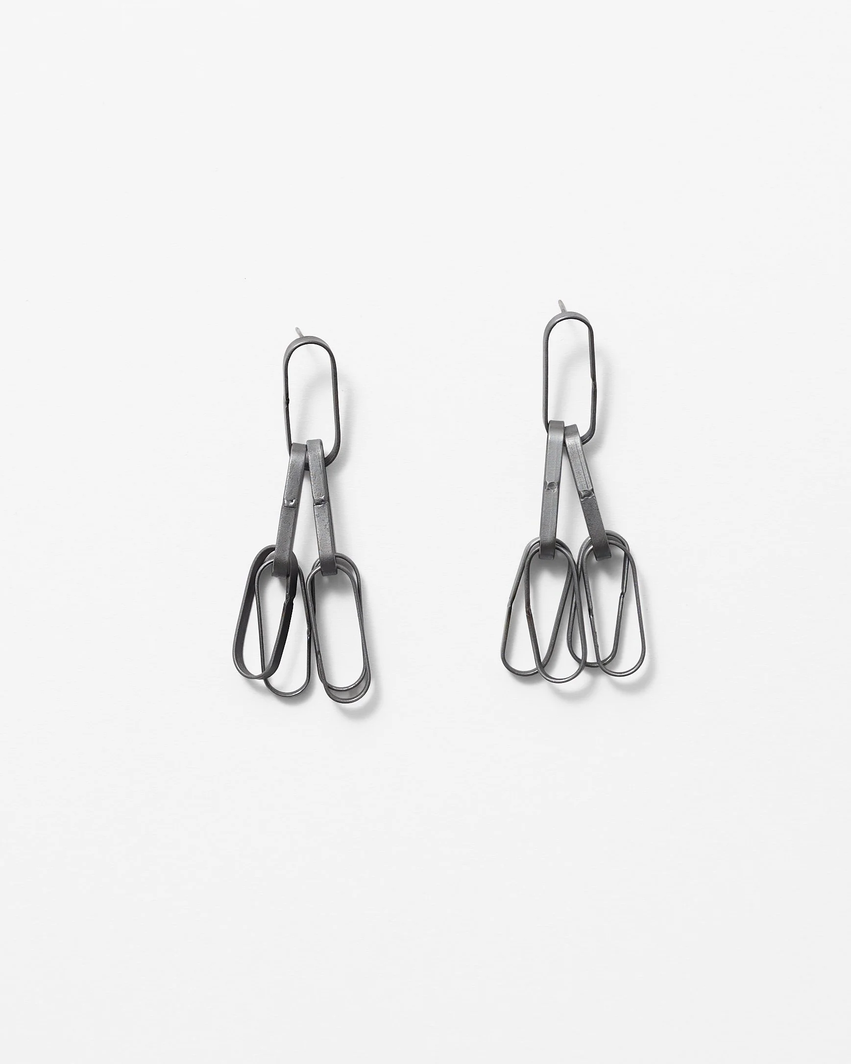 50. Melissa Cameron, ‘Sweeper Blade 3 Tier Earrings – profile’, 2025, found steel street sweeper blades, stainless steel, brushed finish, each earring measures: 7.5x2x1.8cm. Price: $350
