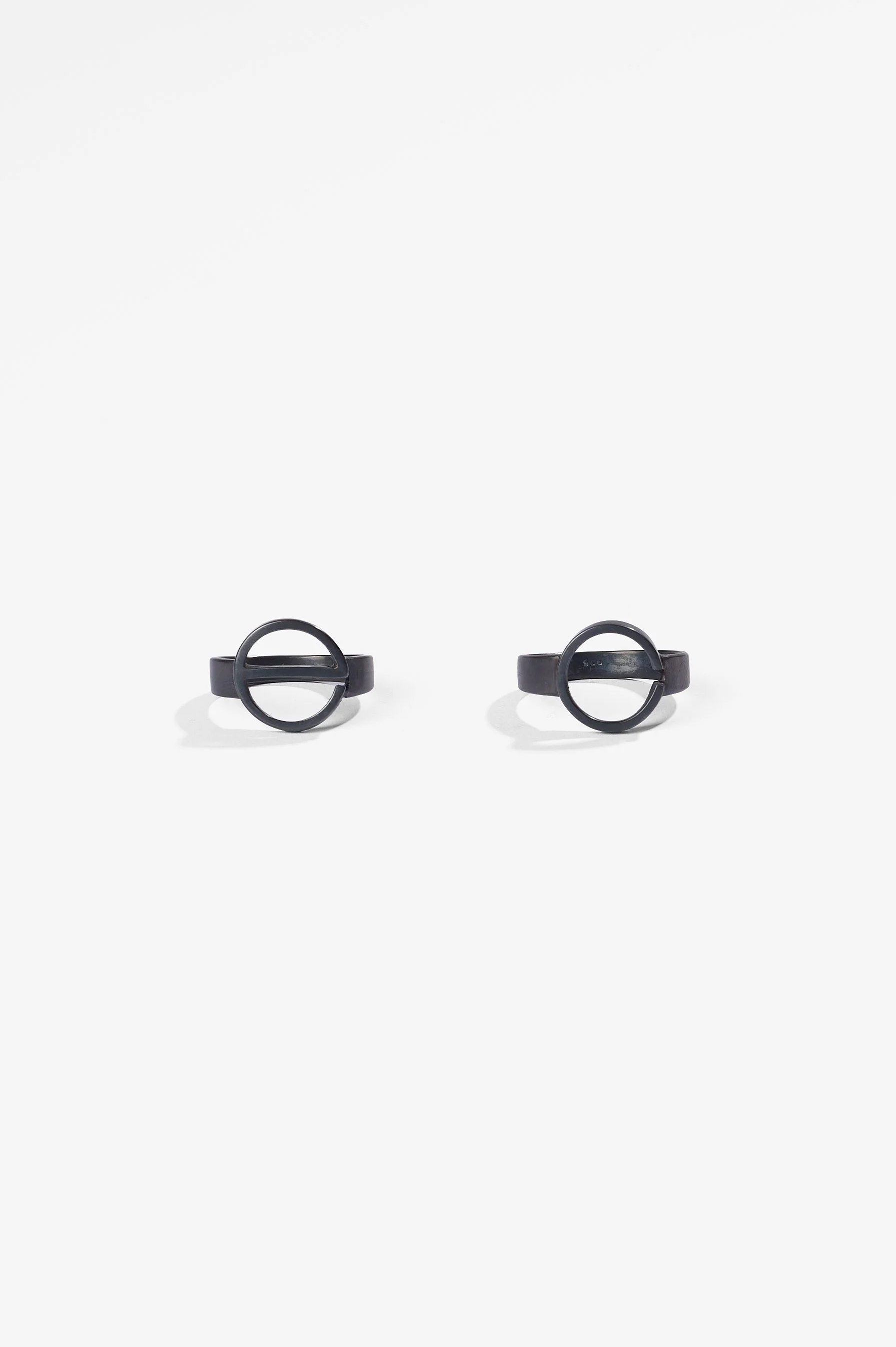 Roseanne Bartley, Letter rings (e and c), sterling silver, various sizes, 2026, $420 each. Photography: Ross Coulter