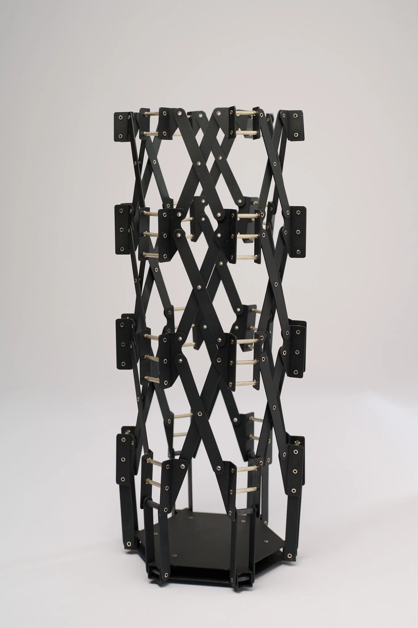 90. Katie Collins, ‘Vessel 1’, 2025
blackened steel, oxidised sterling silver, sterling silver, articulated vessel: 12.5cm diameter x 31cm high to 20cm diameter x 17cm high. Price: $5,500