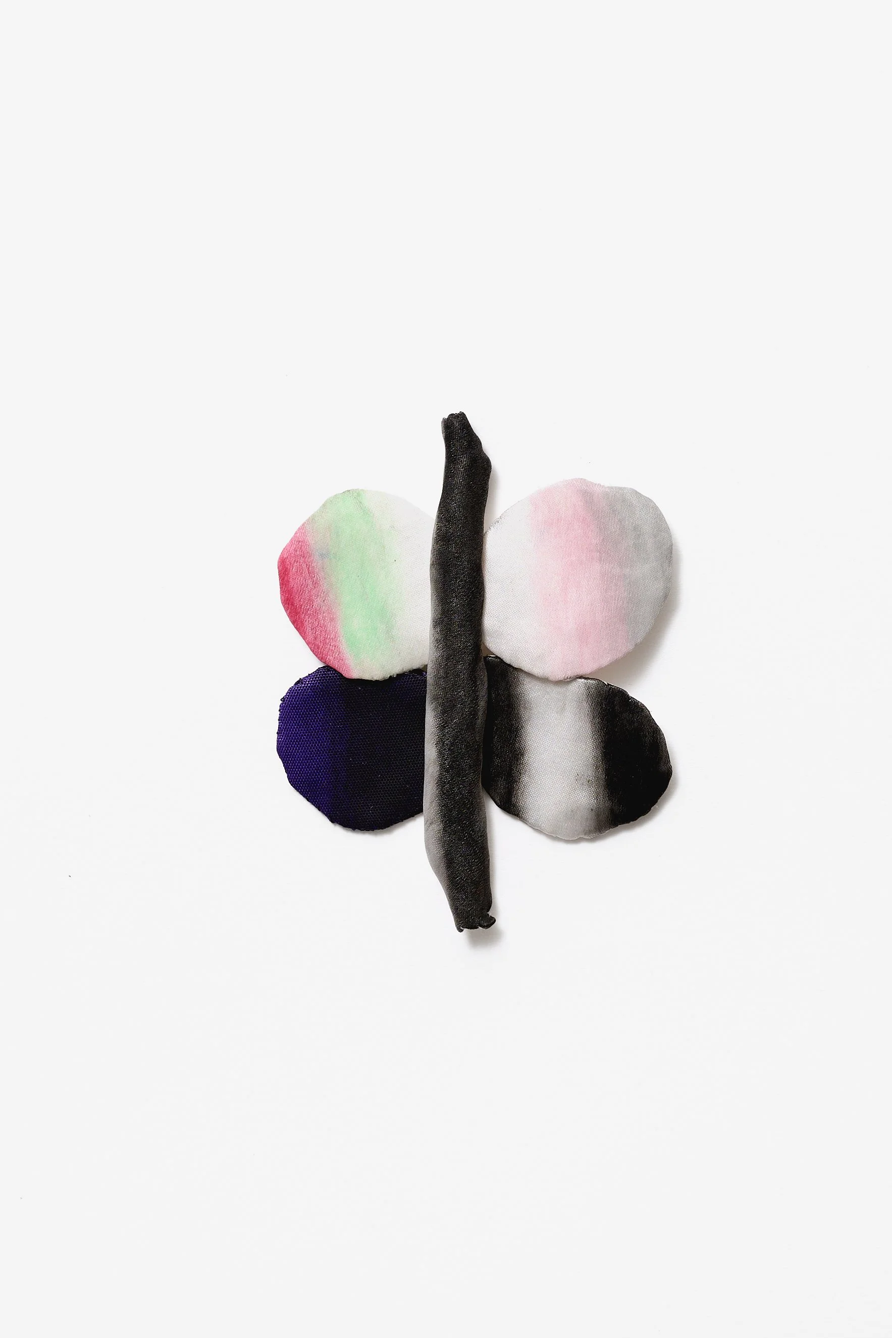 45. Peta Kruger, ‘Butterfly’ brooch, (pink, green, grey, white, purple), 2026, paint on fabric, stainless steel, 9.5x7.5x1cm. Price: $260