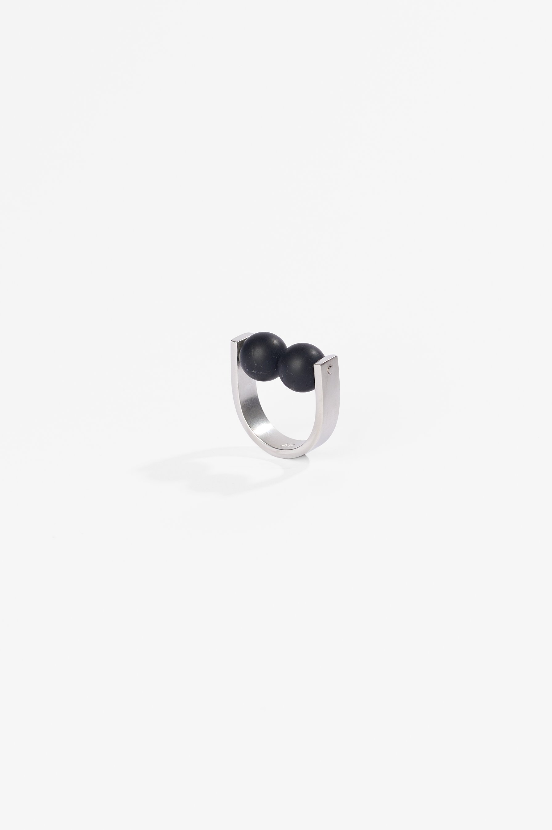 Anna Varendorff, Onyx Two Balls Ring, fits like K, sterling silver, onyx, $500. Photography: Ross Coulter