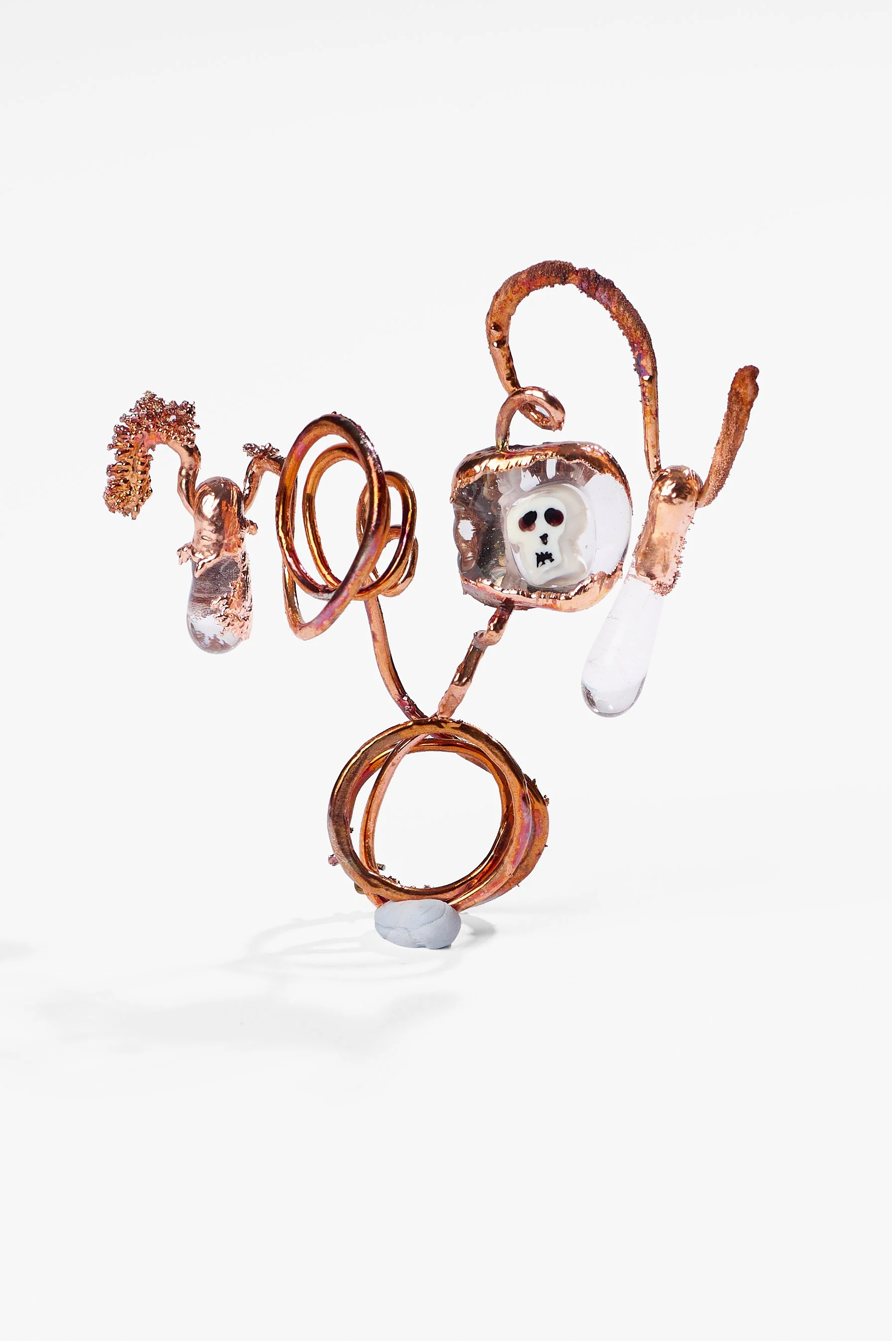 Penny Pollard, Even Autocorrect thinks I Am Dead, copper, electroformed, lamp worked glass, $375 each. Photography: Ross Coulter
