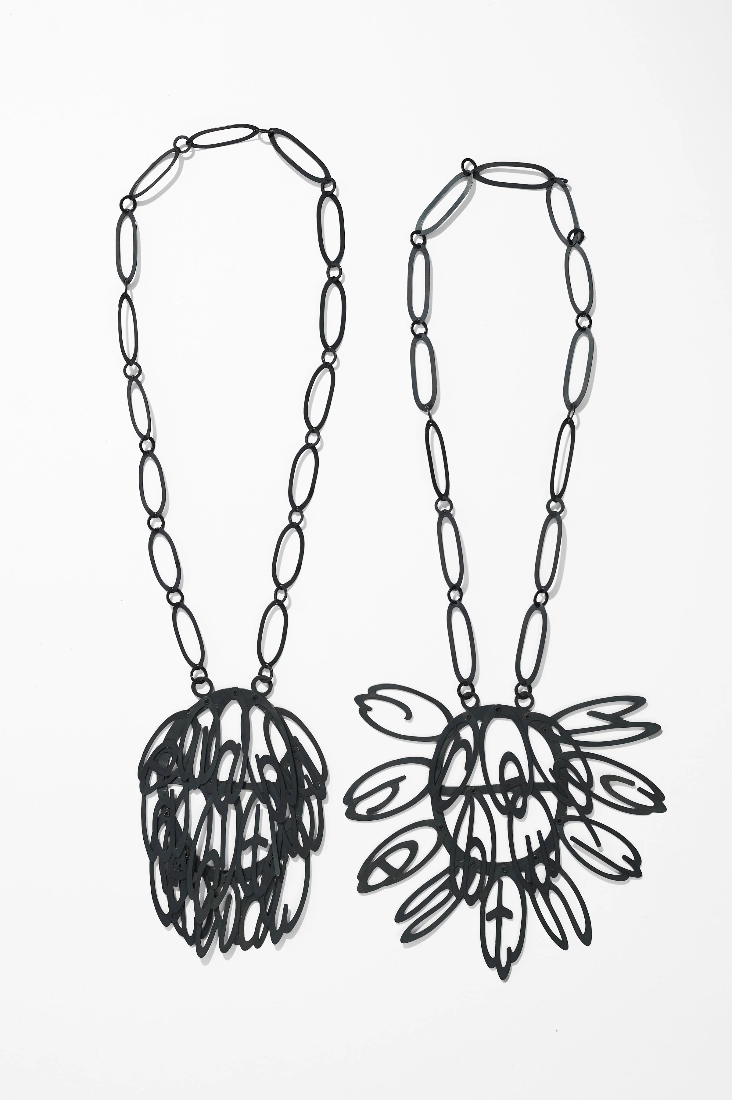 66. Roseanne Bartley, ‘Speaking Common Raven’ necklace, 2025, oxidised sterling silver, necklace section 28cm, pendant 14x9x.5cm. Price: $3,200