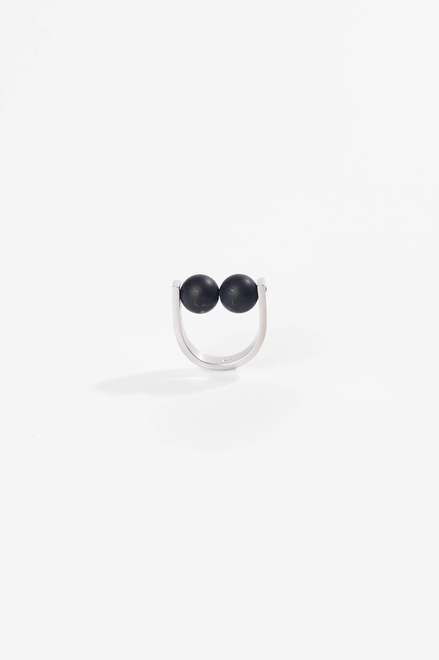 Anna Varendorff, Onyx Two Balls Ring, fits like K, sterling silver, onyx, $500. Photography: Ross Coulter